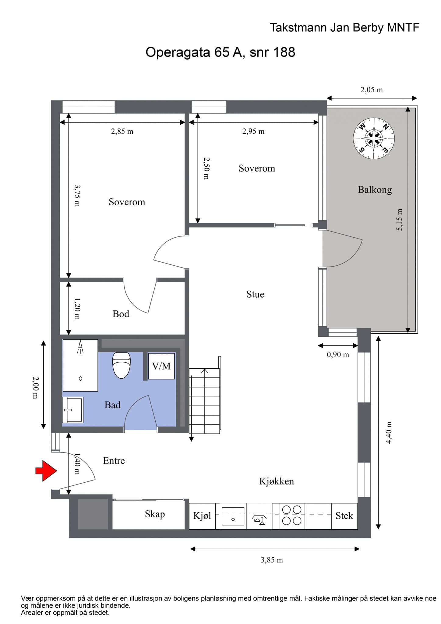 Plantegning. I tillegg medfølger en bod i kjelleren.