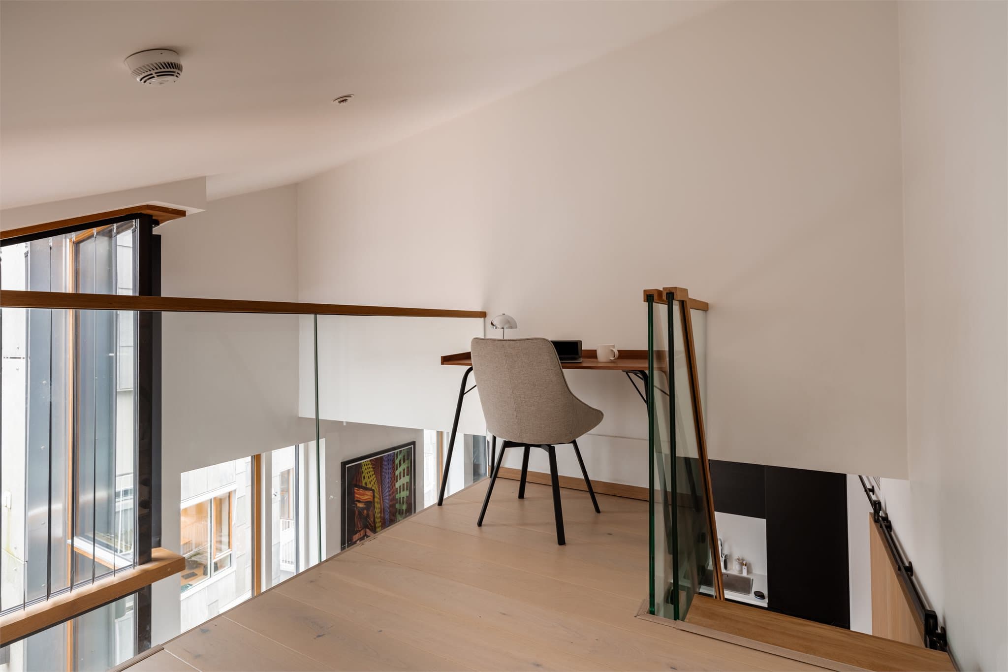 Mesaninen har totalt 8 m² gulvareal.