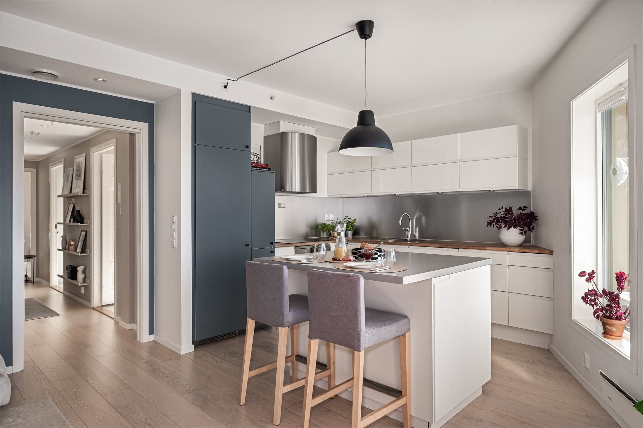 Leiligheten har balansert ventilasjon med varmegjenvinning