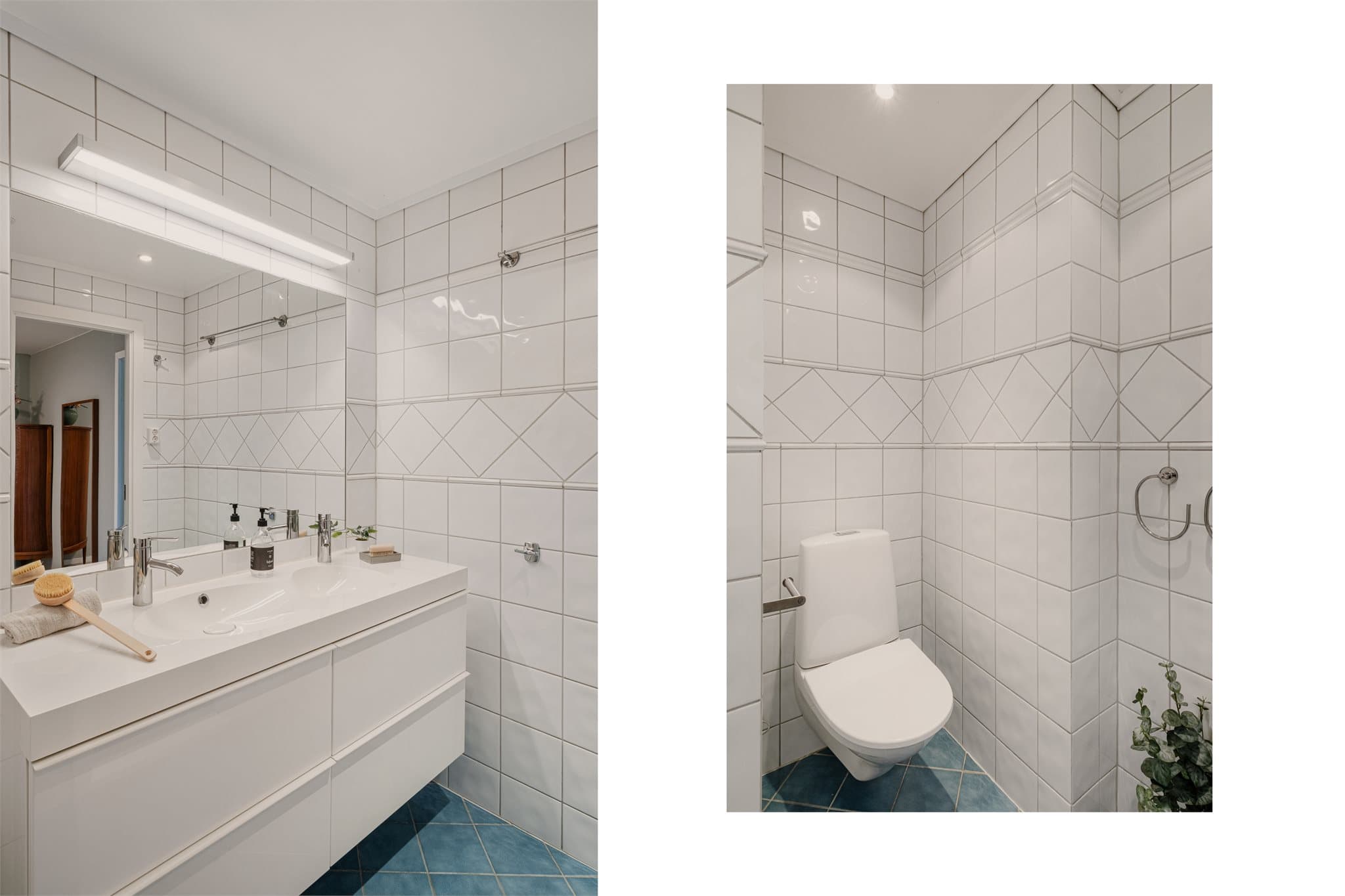 - Badet måler 4,2 m². Her har man en ny baderomsinnredning og vegghengt toalett fra 2017 og badet ble generelt modernisert i 2002 i regi av tidligere eier. -