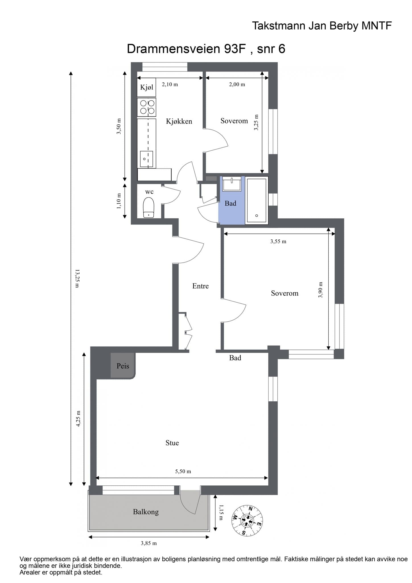 Plantegning. I tillegg medfølger 8 m² bod i kjelleren.
