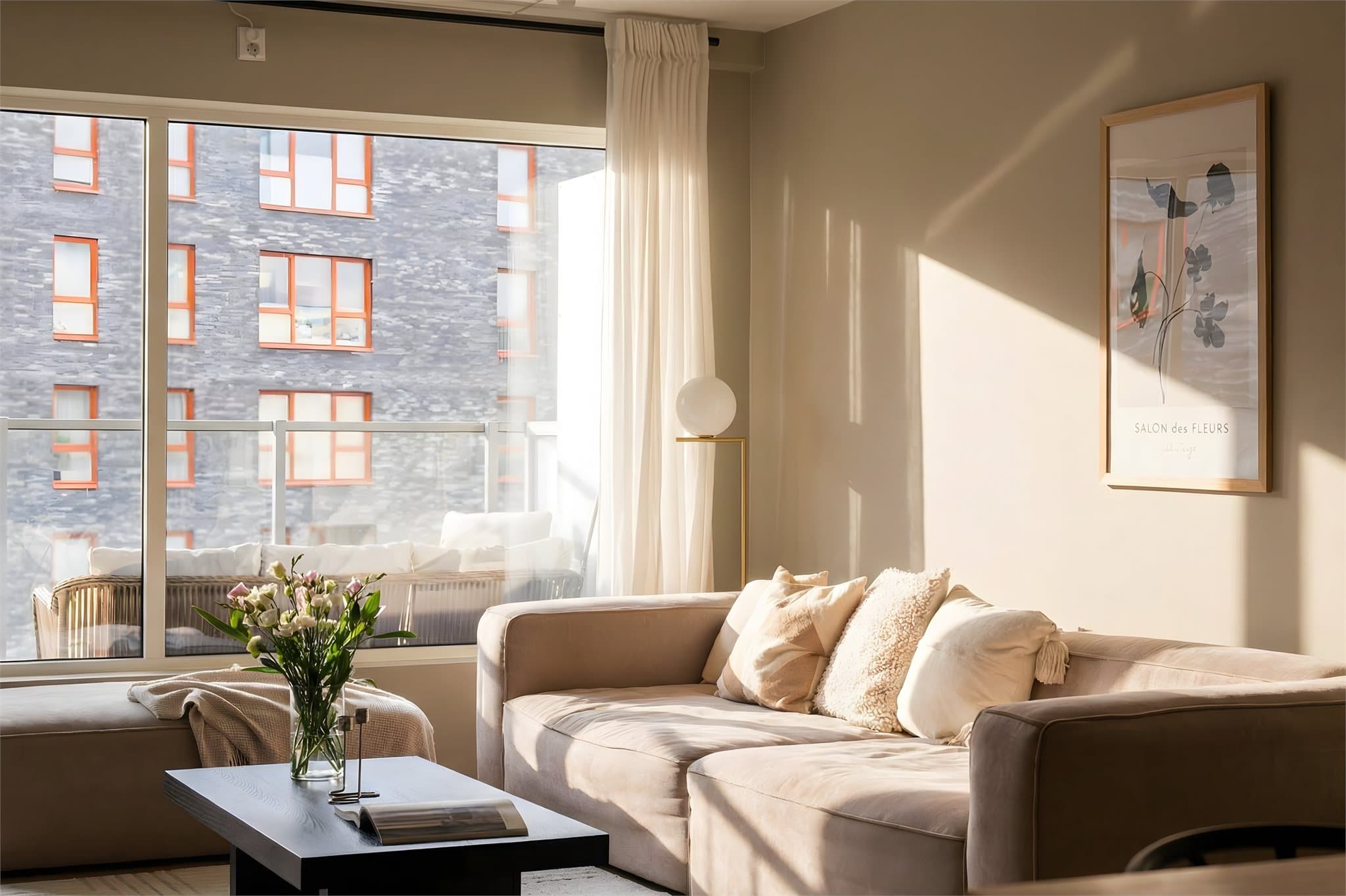 Et luftig og moderne hjem med store vindusflater som gir godt med naturlig lys.