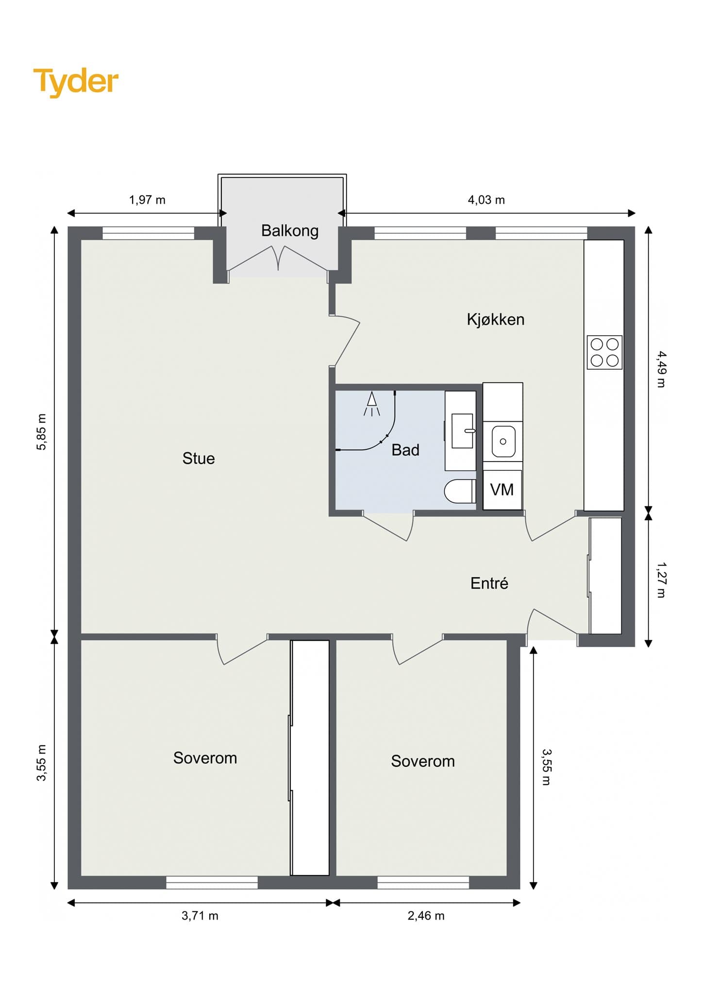 Plantegning. I tillegg medfølger både lofts- og kjellerbod.