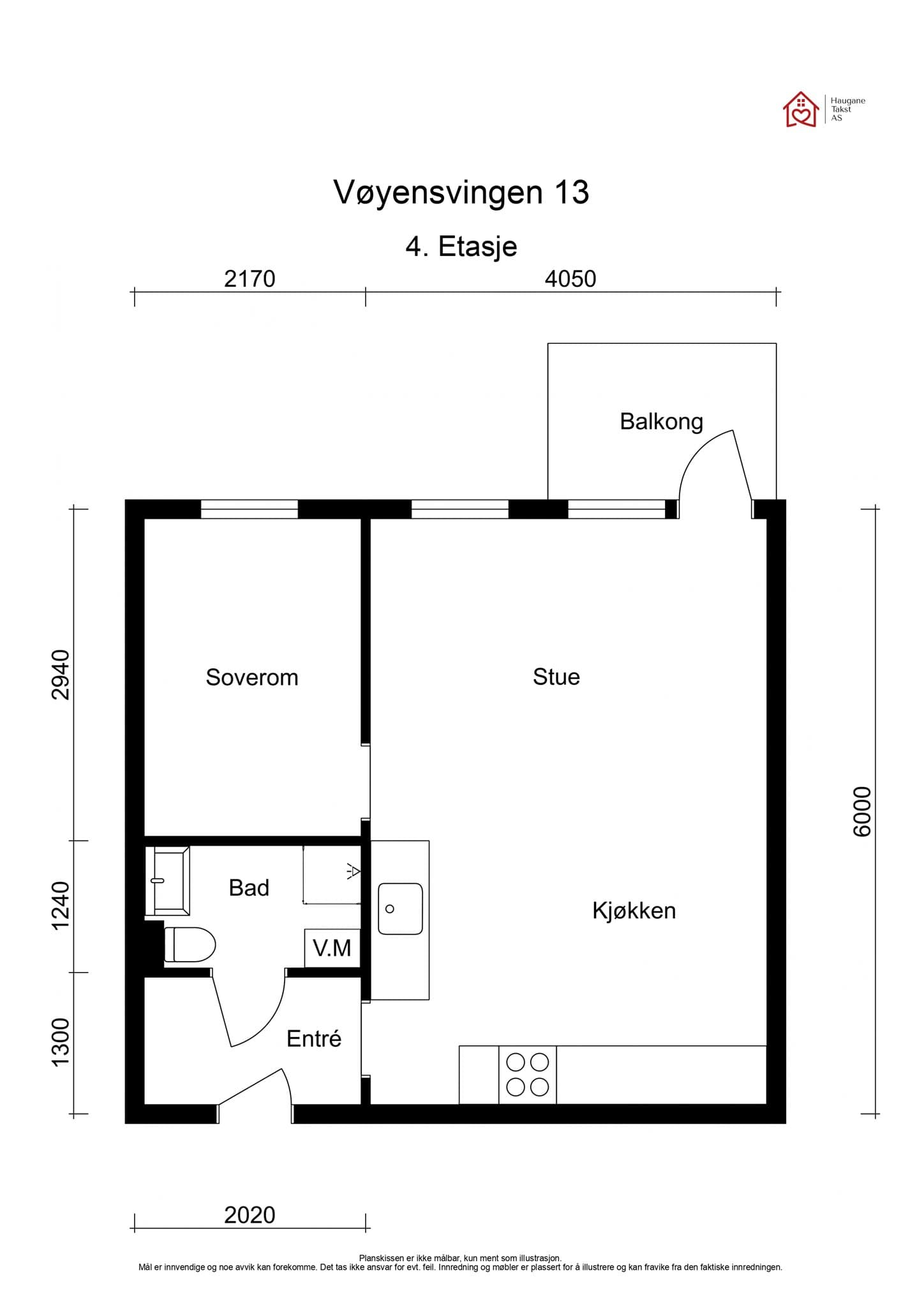 Plantegning. I tillegg disponerer leiligheten en lofts-/ og kjellerbod.