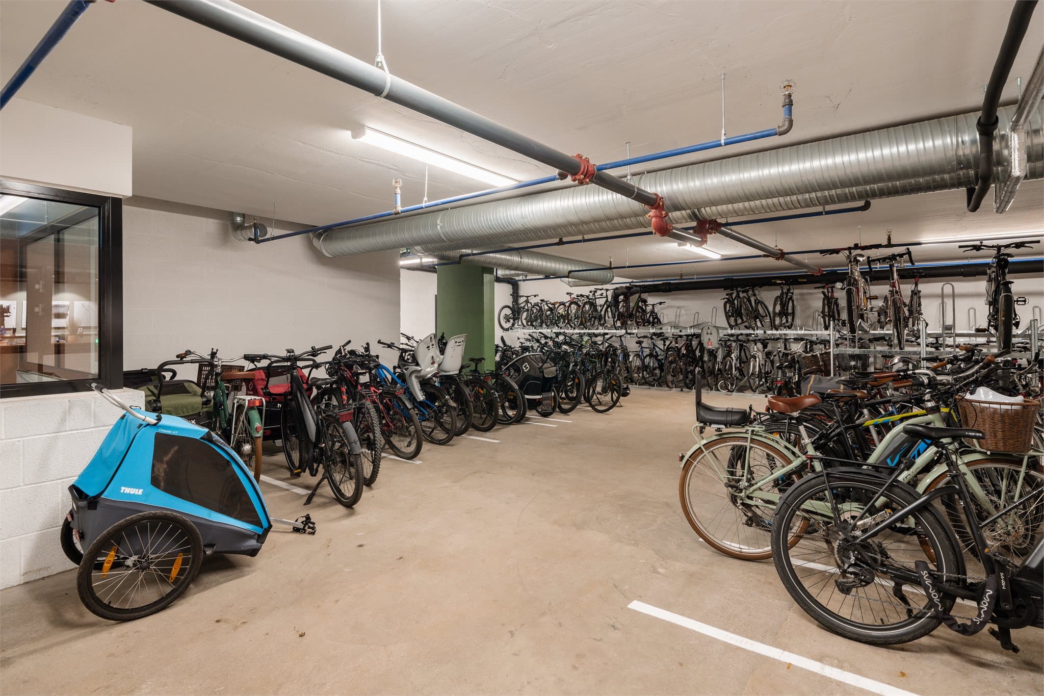 Godt med felles sykkelparkering i garasjeanlegget.