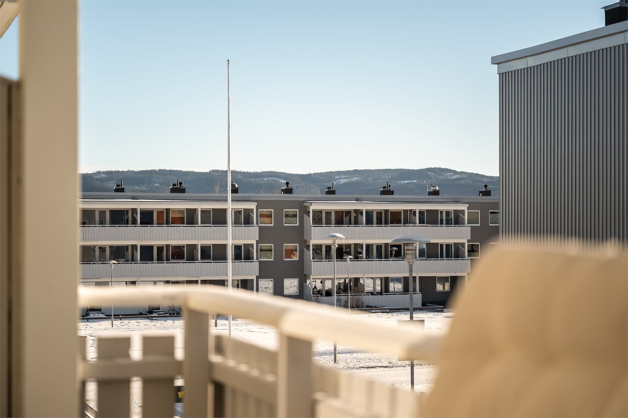 Bygget har felles sykkelbod for beboerne.