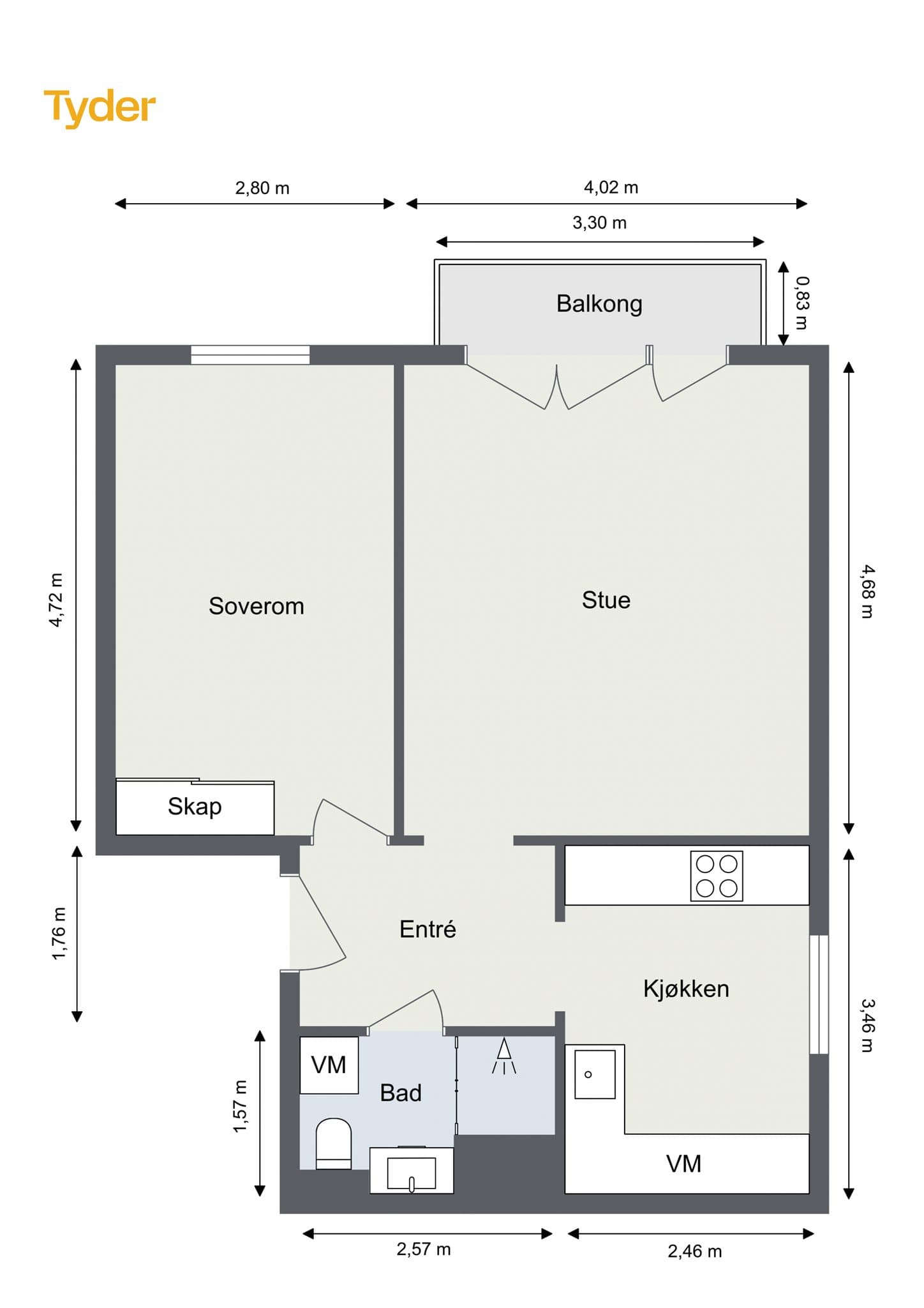 Plantegning. Oppgitte mål kan avvike.