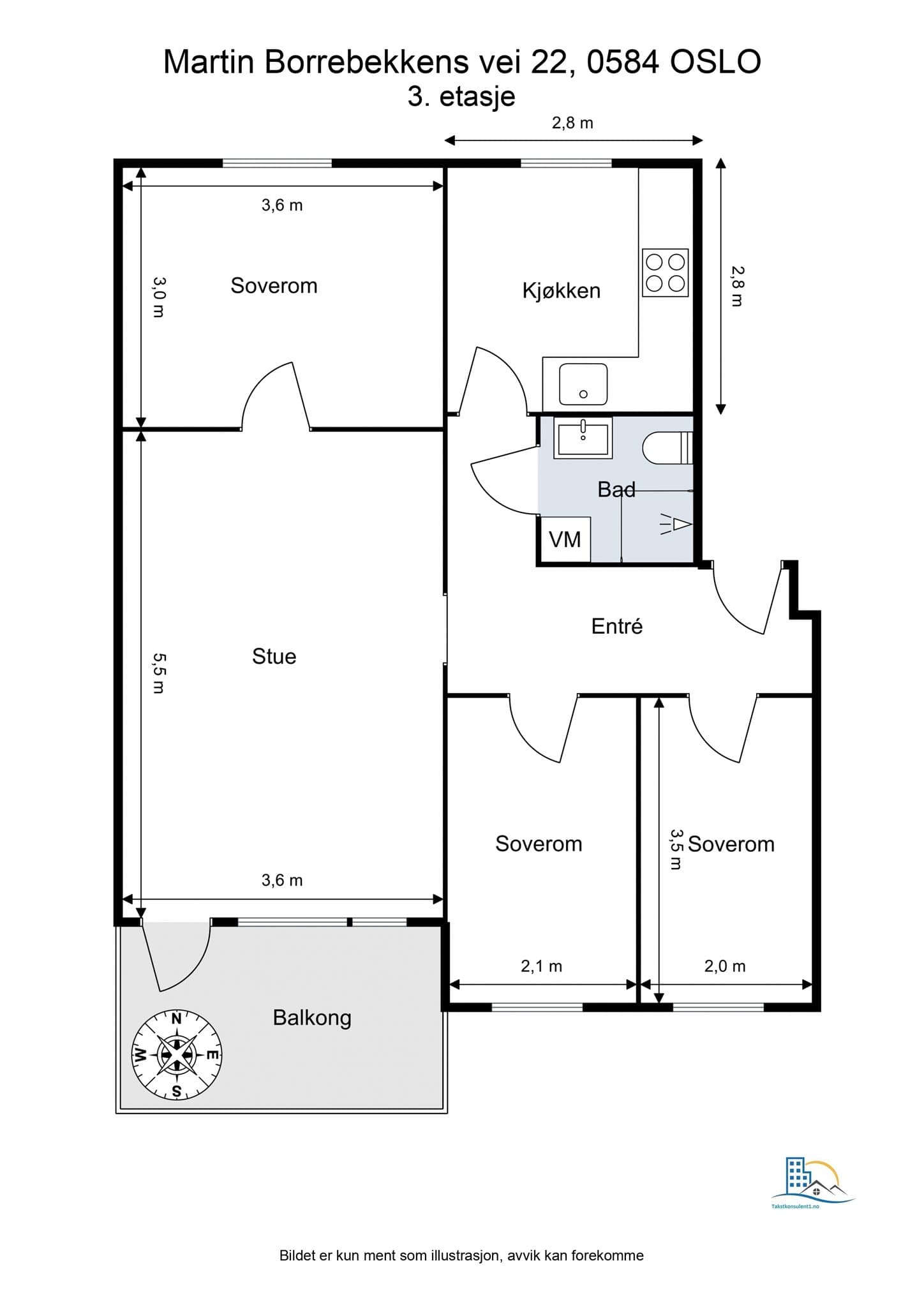 Plantegning. Leiligheten disponerer en bod på loftet på 4 m² (gulvareal på 12 3 m²) og en bod i kjelleren på 3 m². Leiligheten disponerer parkeringsmulighet for én bil på borettslagets parkeringsområder.