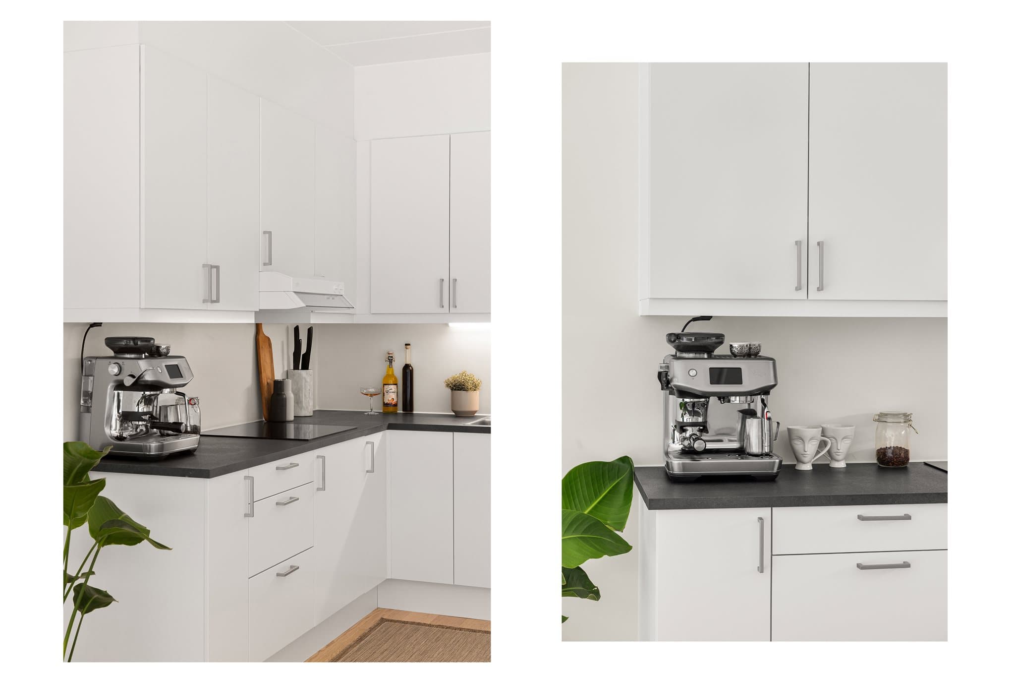 Kjøkkensonen ivaretar den åpne atmosfæren i rommet, uten at det går på bekostning av lagringsplassen.