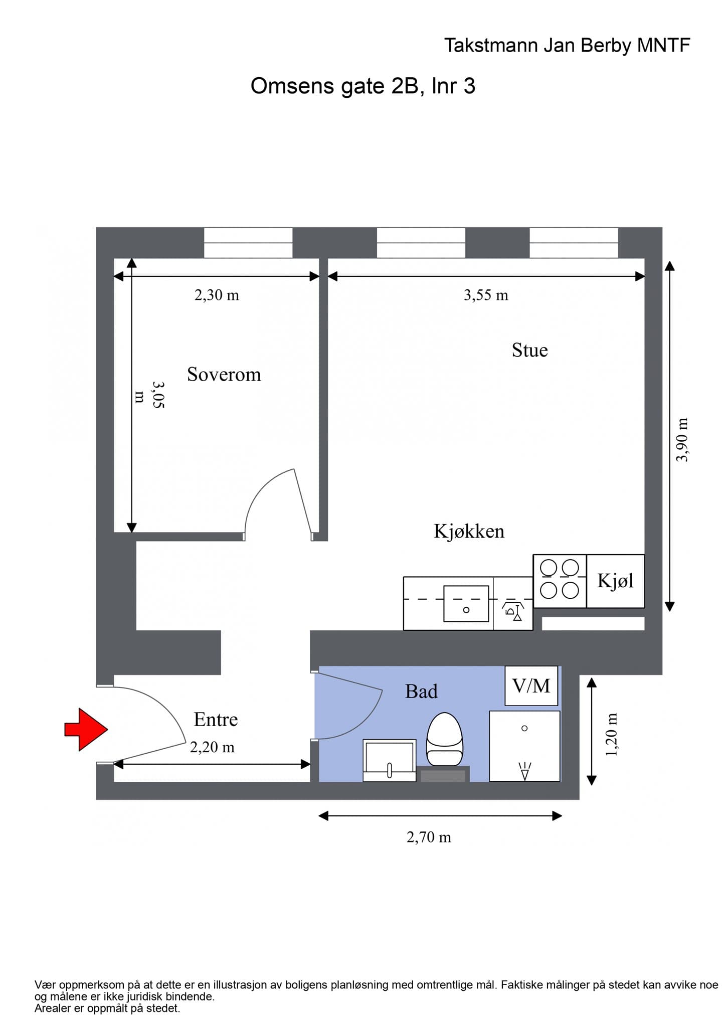 Plantegning. I tillegg medfølger en bod i kjelleren.
