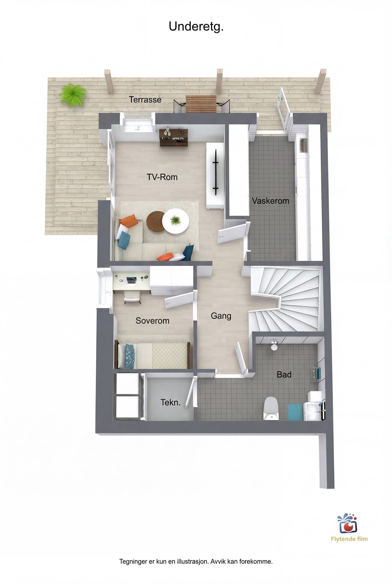 3D plantegning underetasje