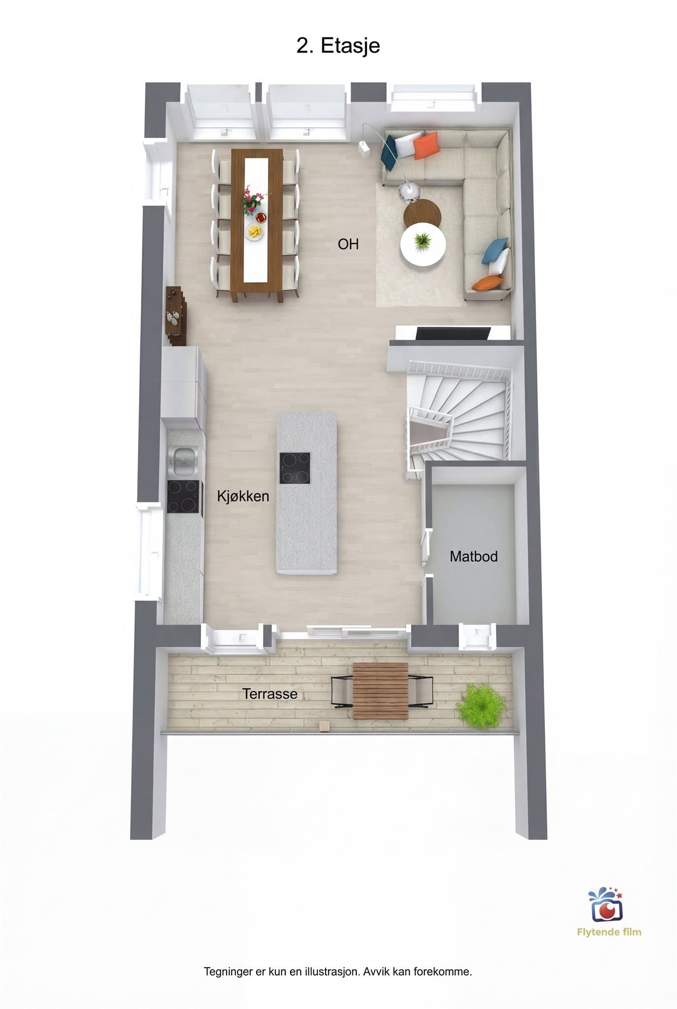 3D plantegning 2.etasje