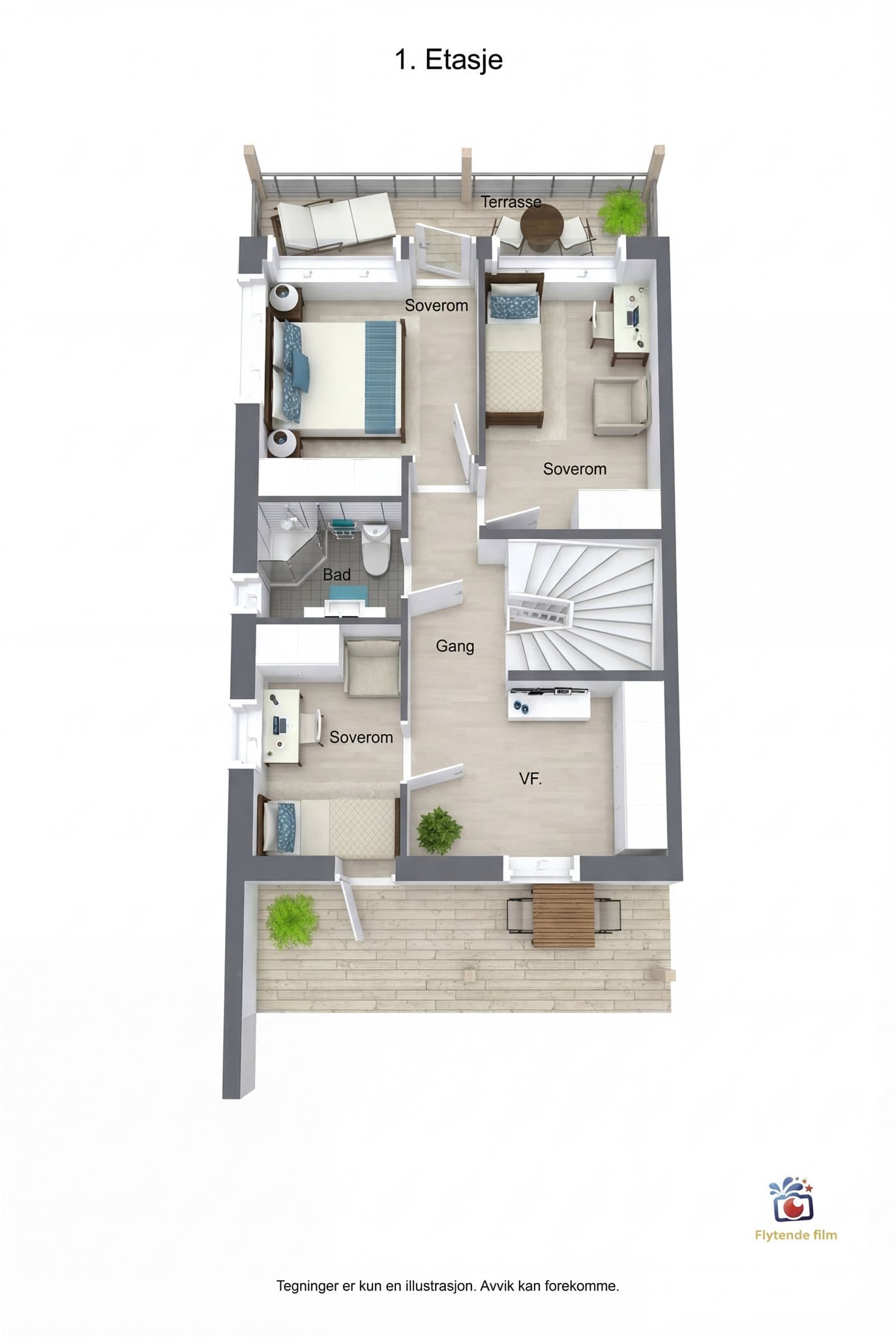 3D plantegning 1.etasje