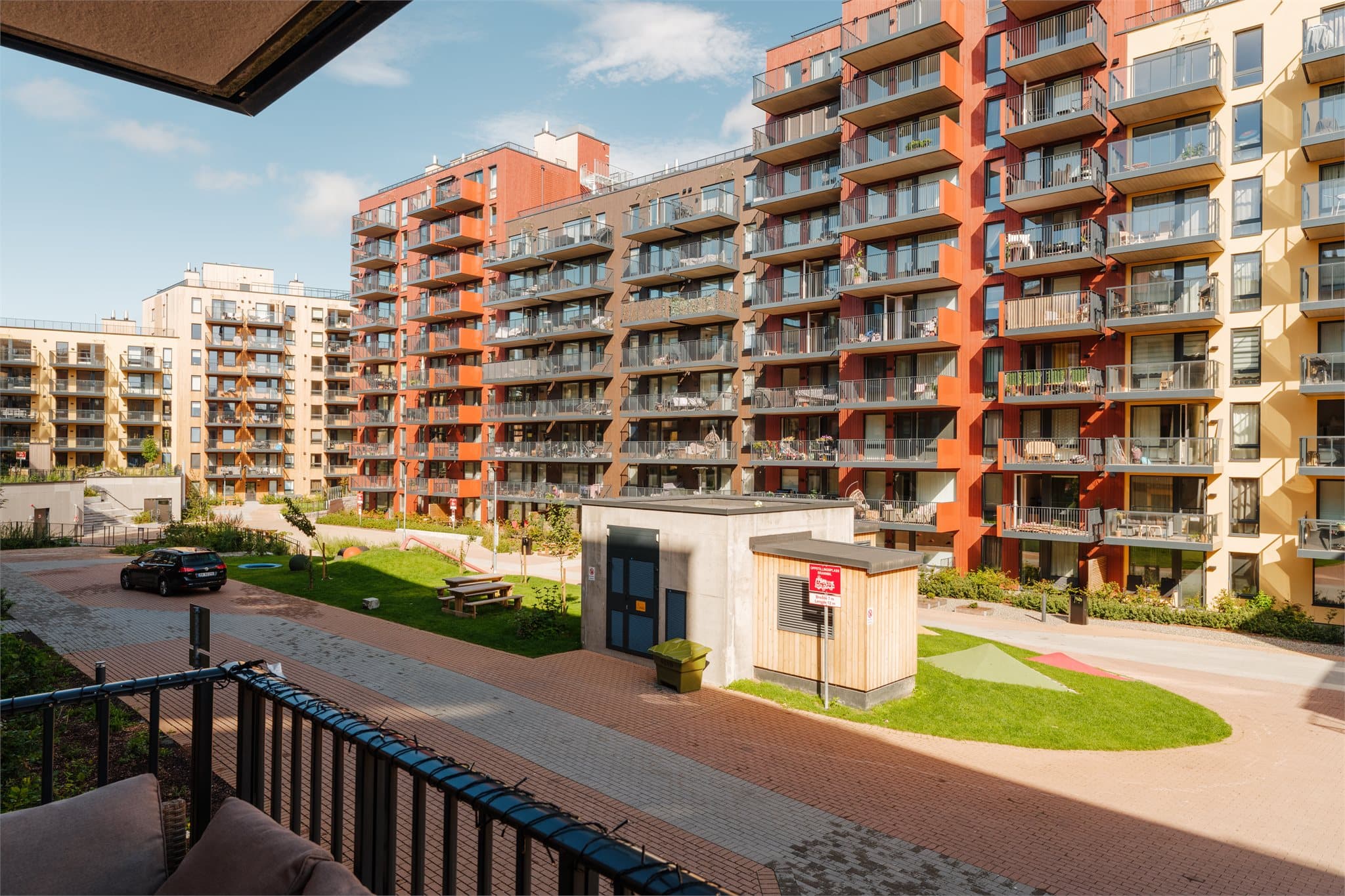 Utsikt fra balkongen.