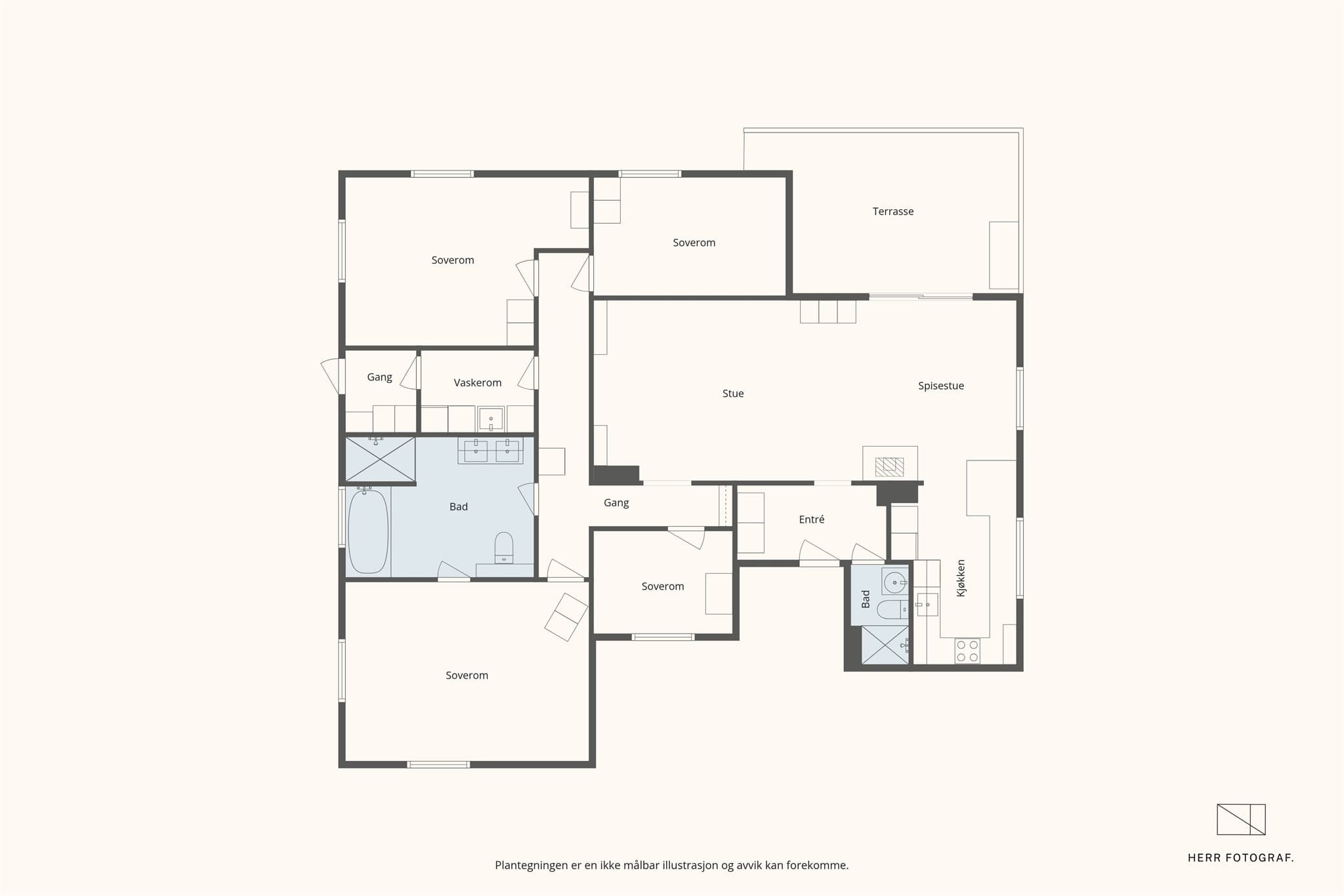 - Boligens plantegning -