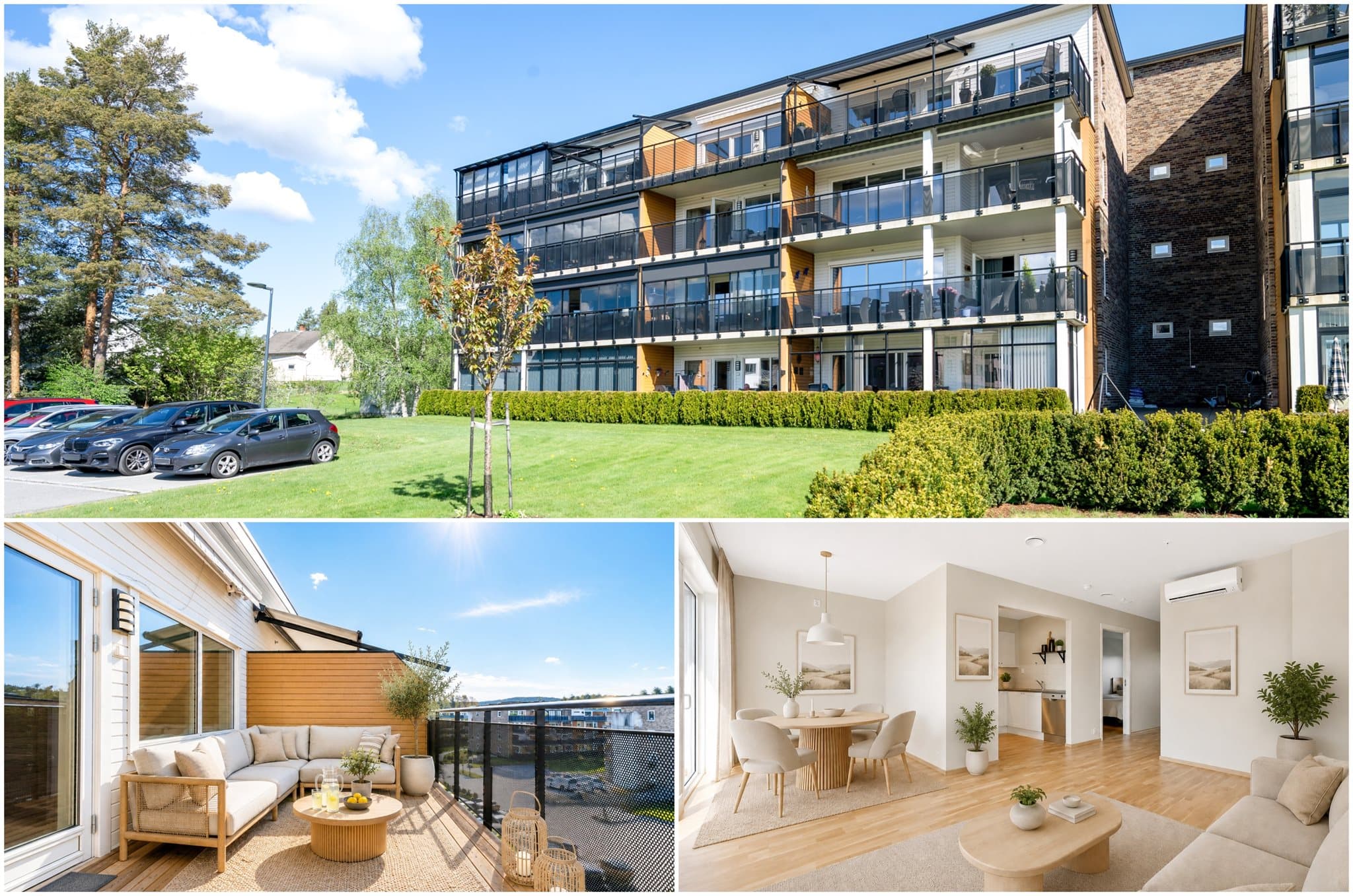 Velkommen til Parkveien 28 – en moderne og innbydende toppleilighet med attraktiv beliggenhet midt på Bjørkelangen, kun få minutters gange fra butikker, servicetilbud og hyggelige caféer. Foto: Heidi Hexeberg Larsen