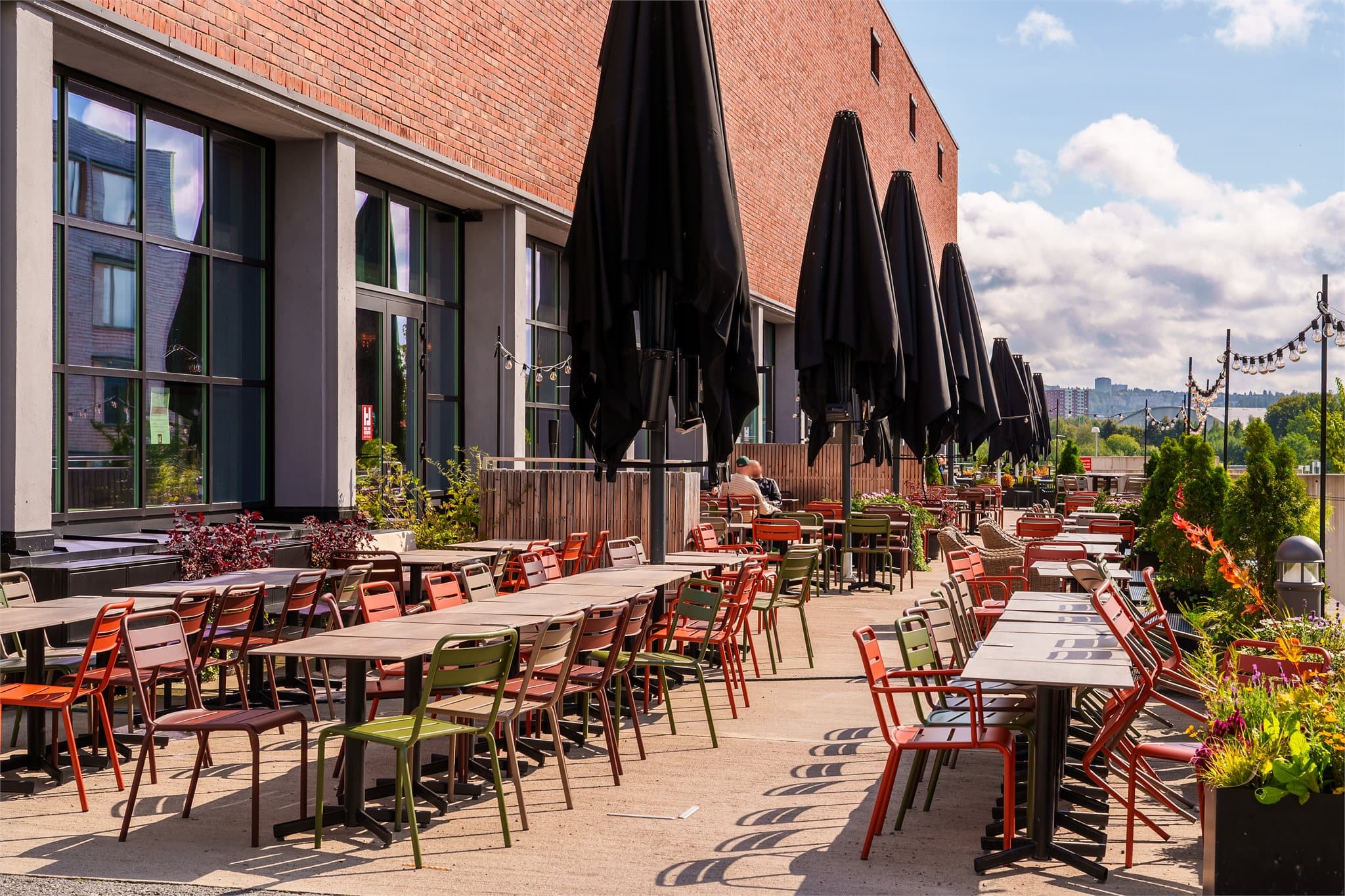 Uteservering ved Hasle Linje Gastropub på Vinslottet.