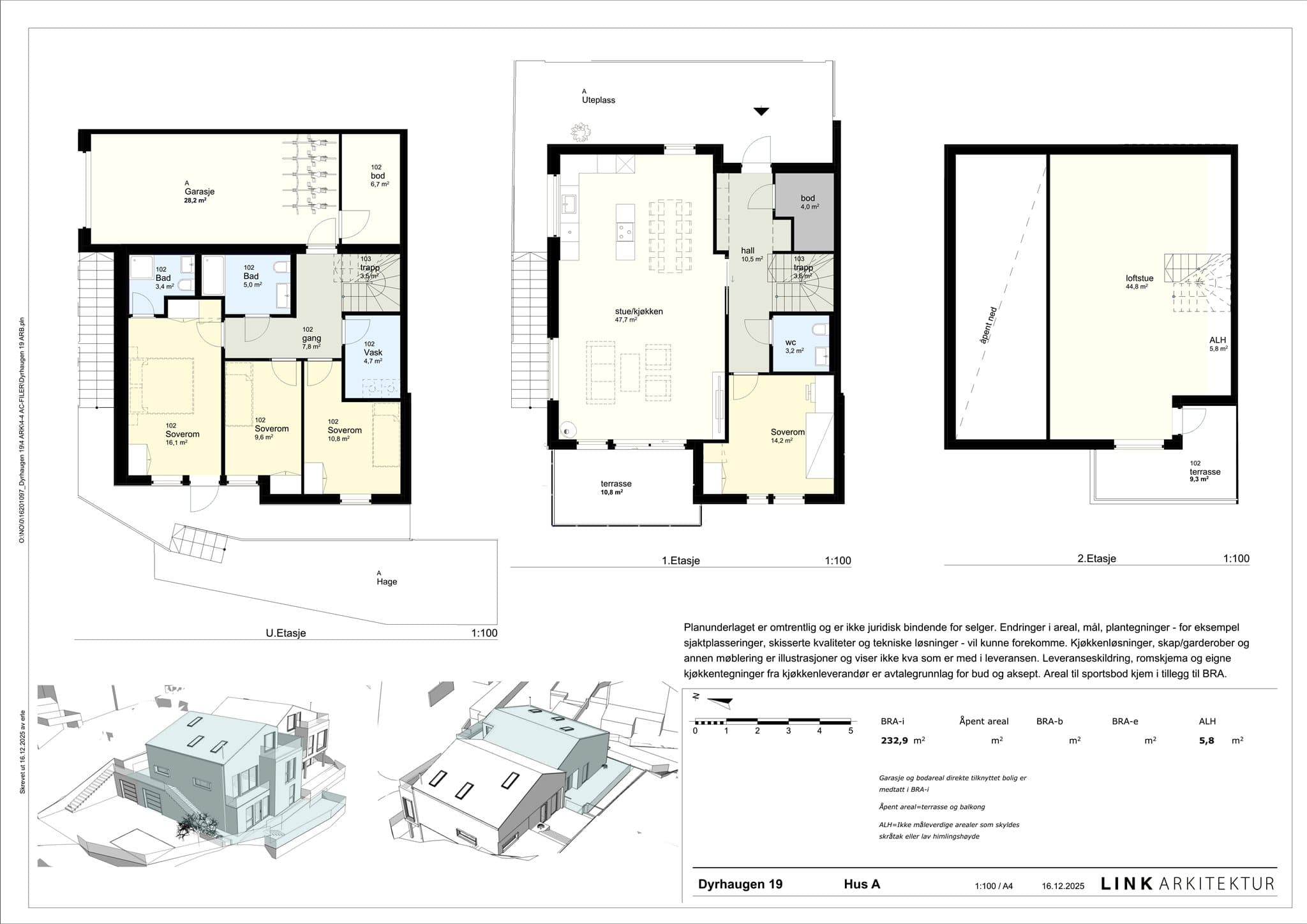 - Plantegning Hus A. Balkong på 4,2m2 er utvidet til 11,2m2 -