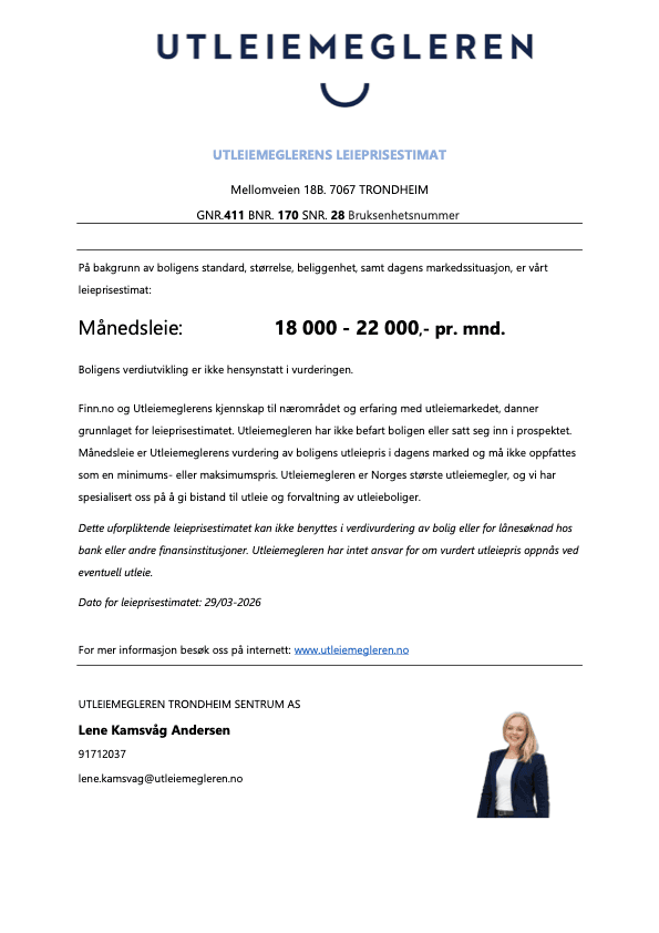 Leieprisvurdering Mellomveien 18B