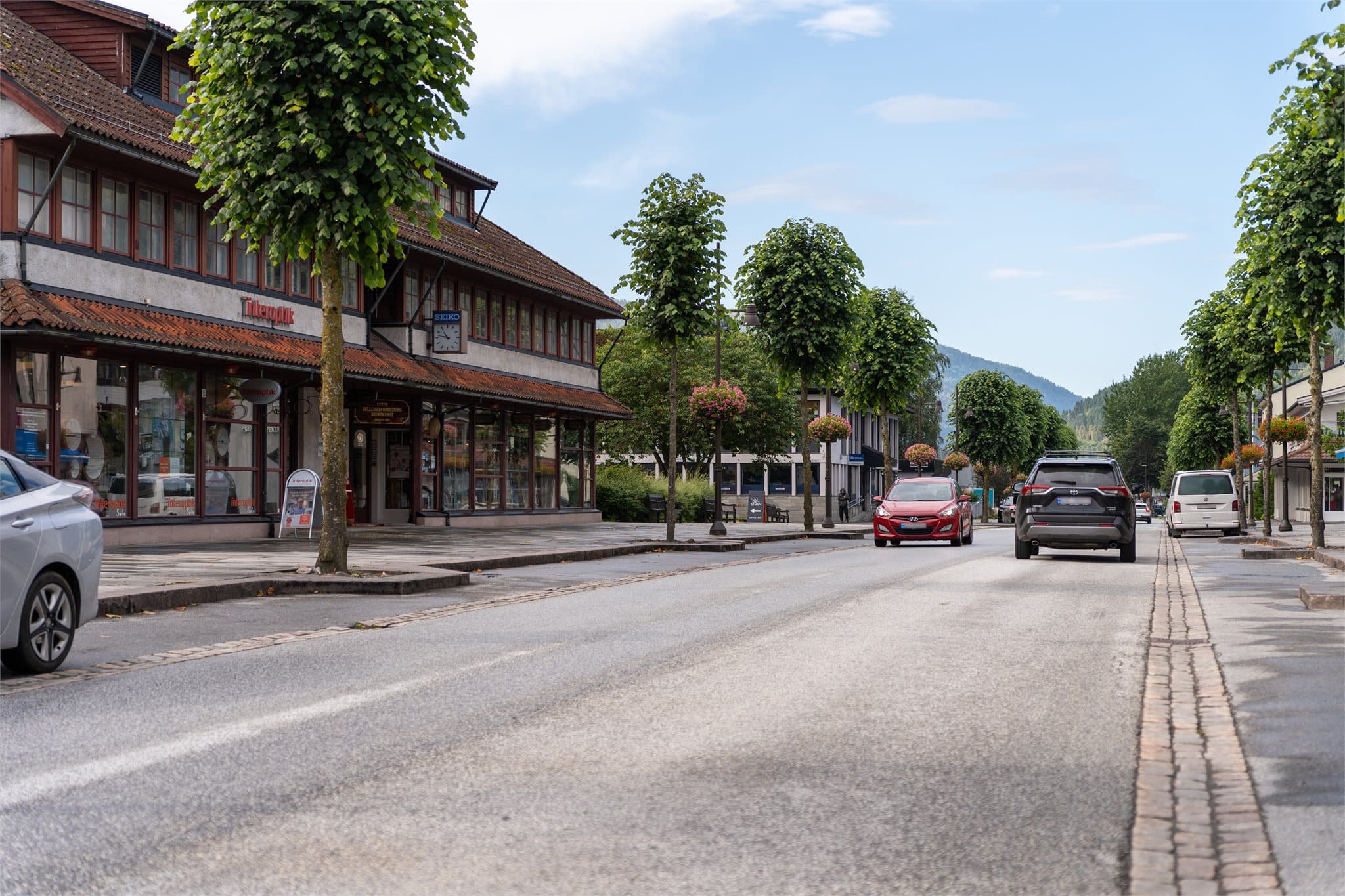 Her finnes blant annet AMFI Stryn, dagligvarebutikker, apotek, kaféer, restauranter og øvrige servicetilbud.