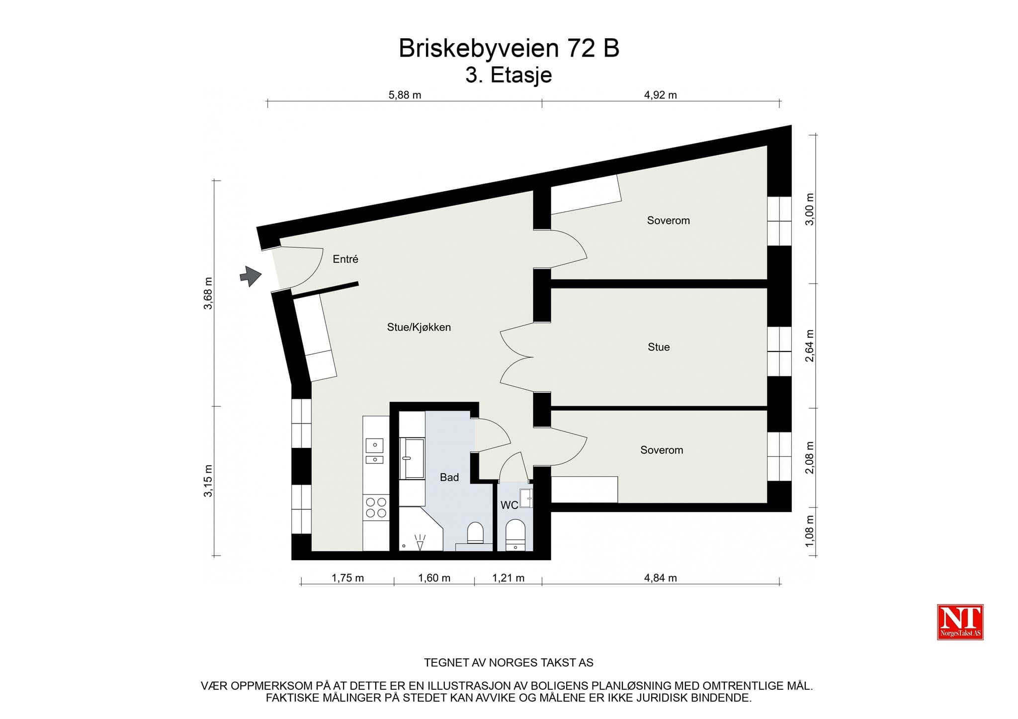 Plantegning. Slik den er innredet i dag