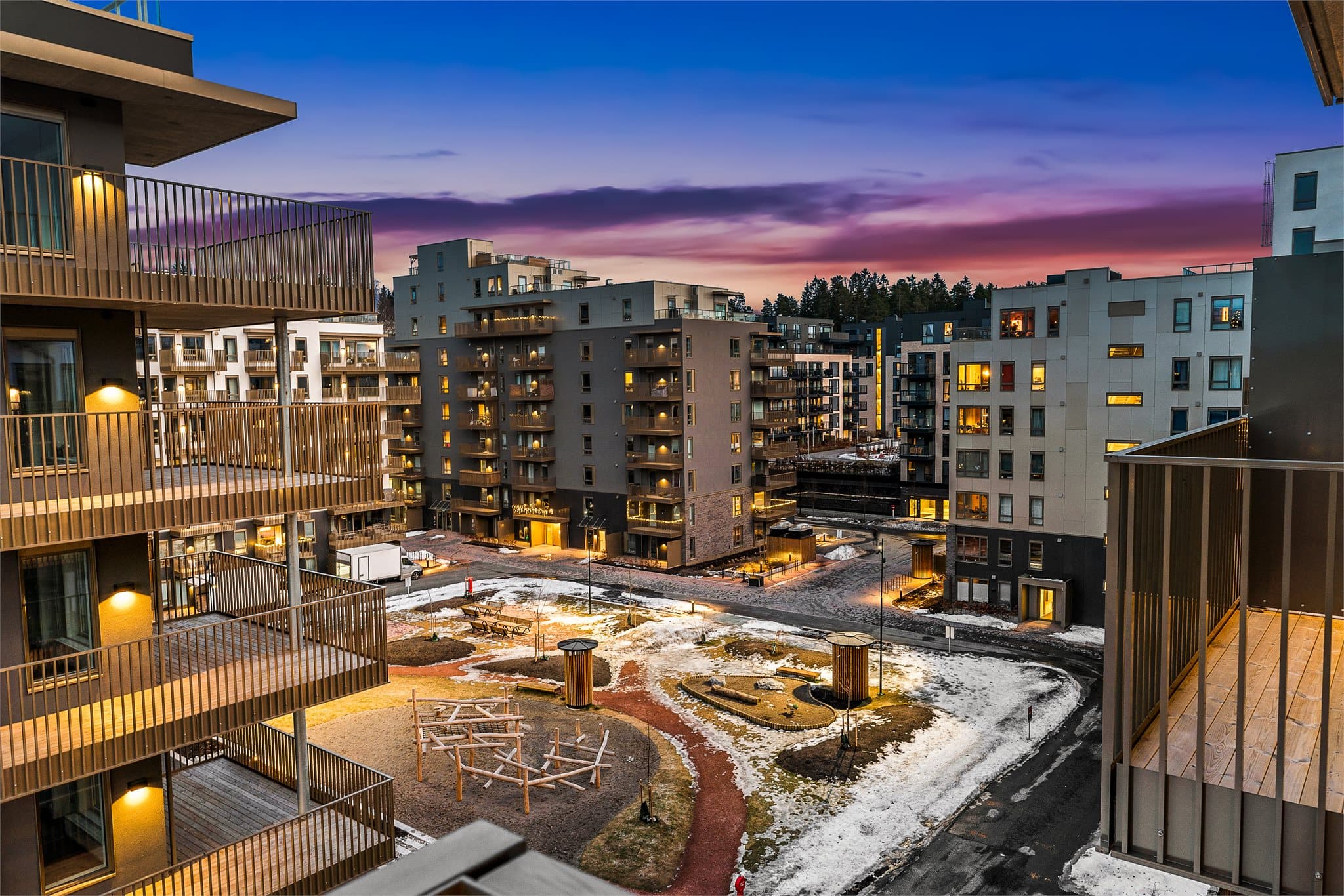 Utsikt fra balkongen.