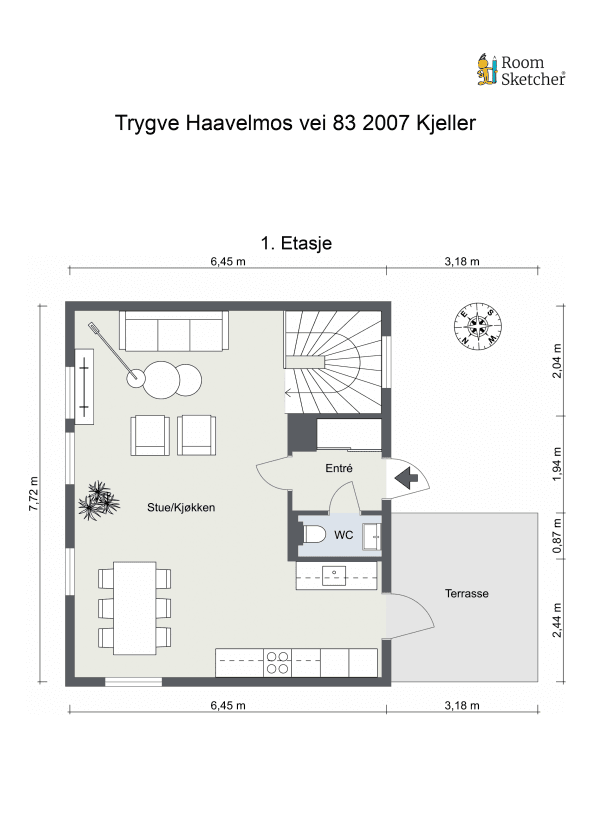 Plantegning for 1. etasje.