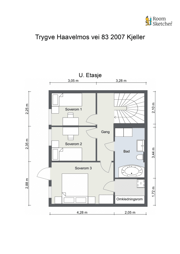 Plantegning for underetasjen.