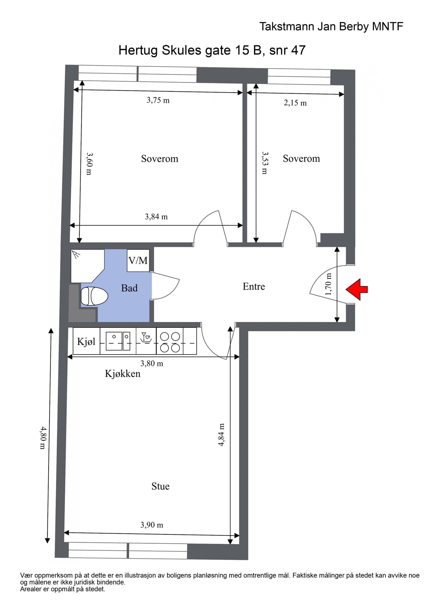 Plantegning. I tillegg medfølger det bod i kjeller og på loft.