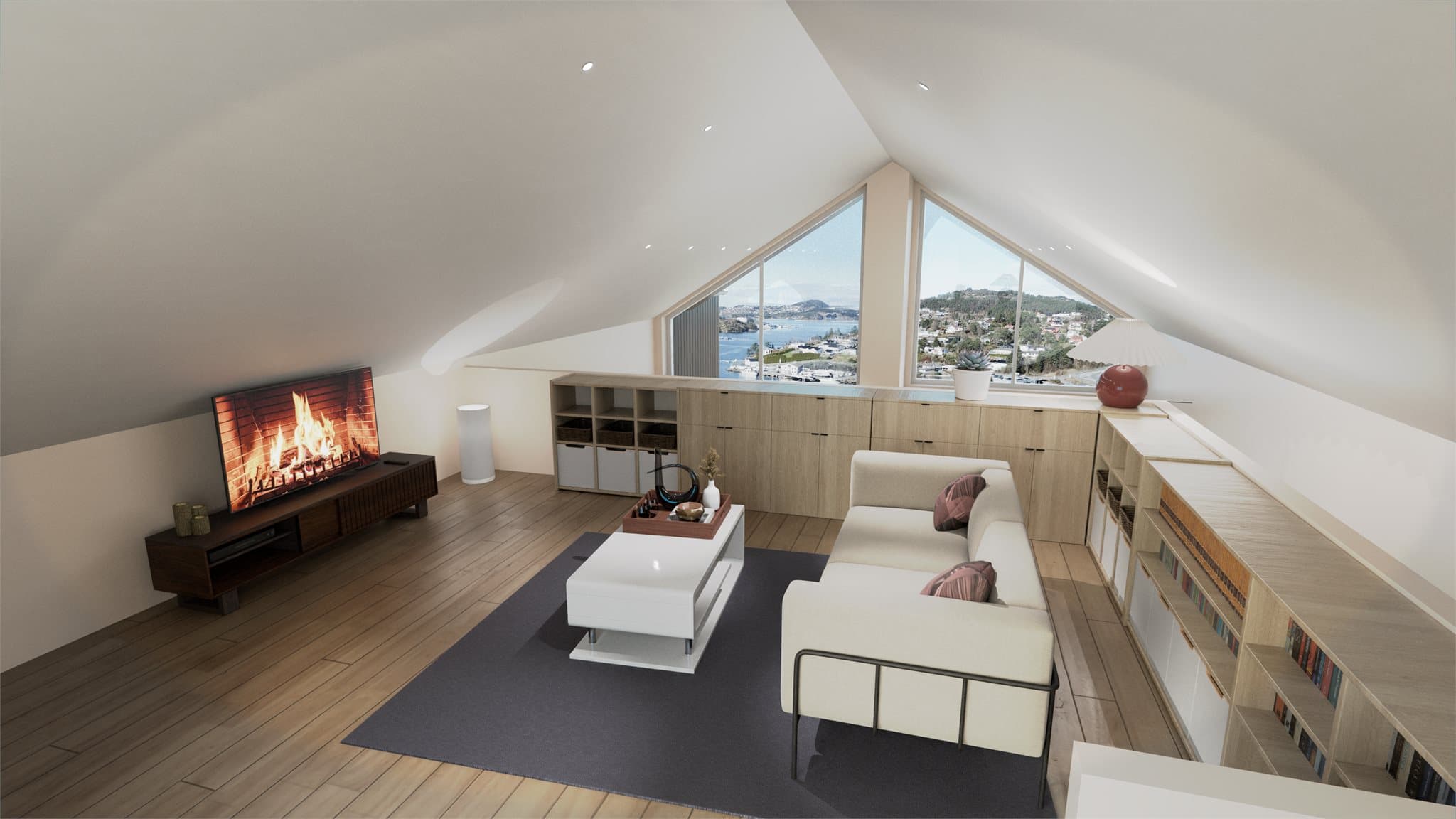 - Over stuen kommer en romslig Messanin på 22m2. Merk en takhøyde på hele 3 meter på det høyeste! -.png