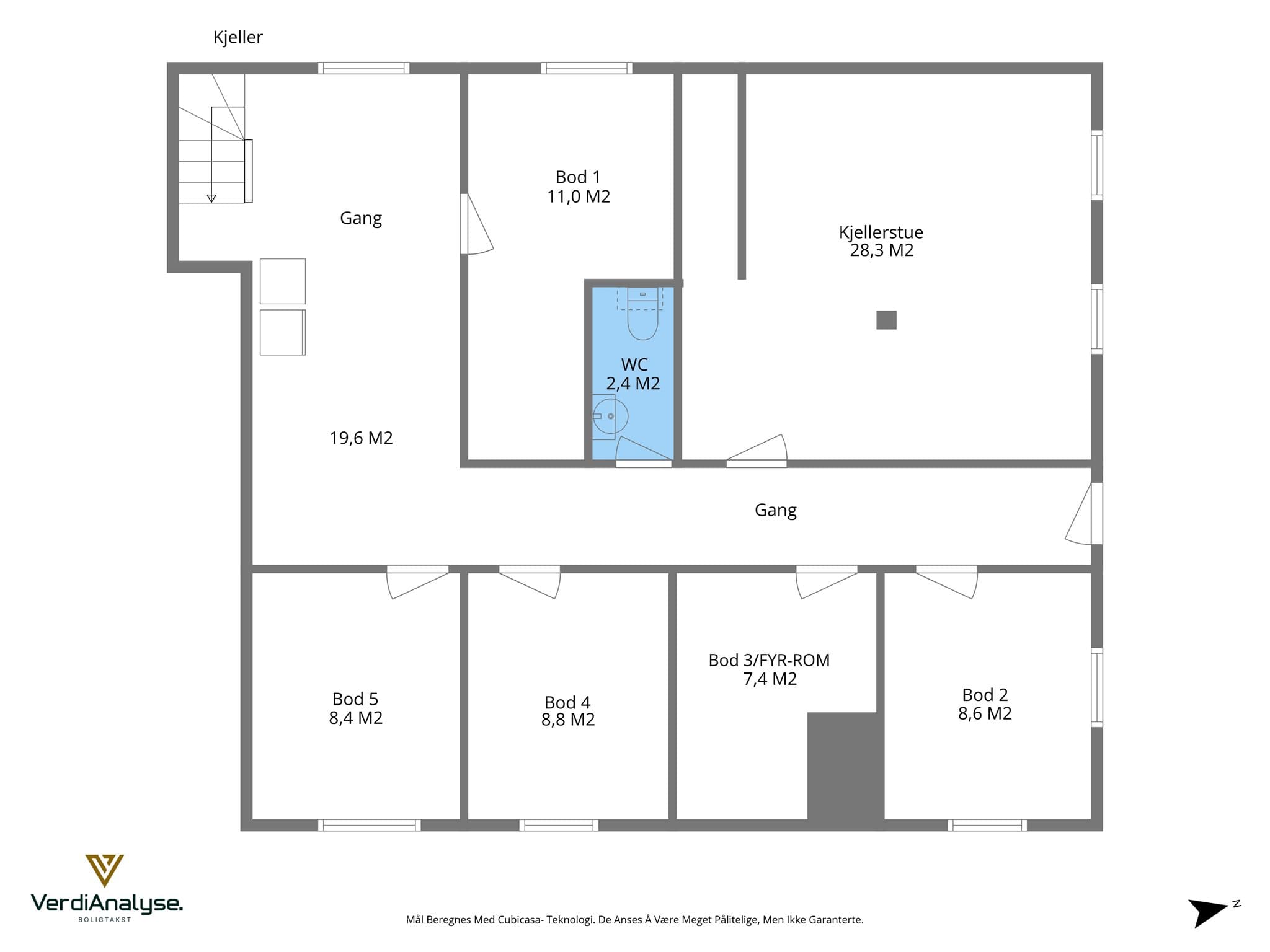 Plantegning - kjelleretasje.