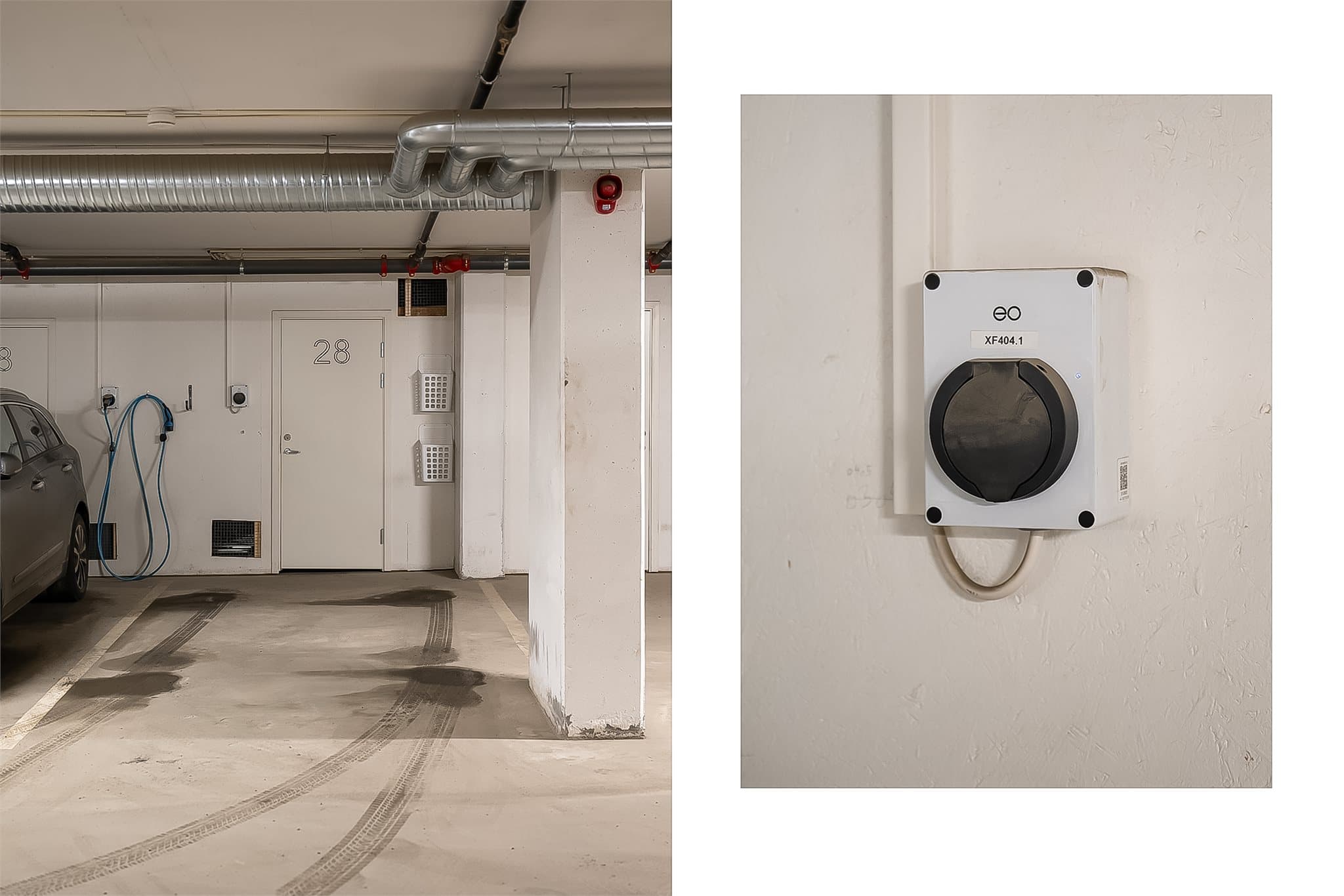 Leiligheten disponerer fast parkeringsplass i oppvarmet p-kjeller med elbillader. Like ved parkeringsplassen har man en bod på ca. 5 kvm.