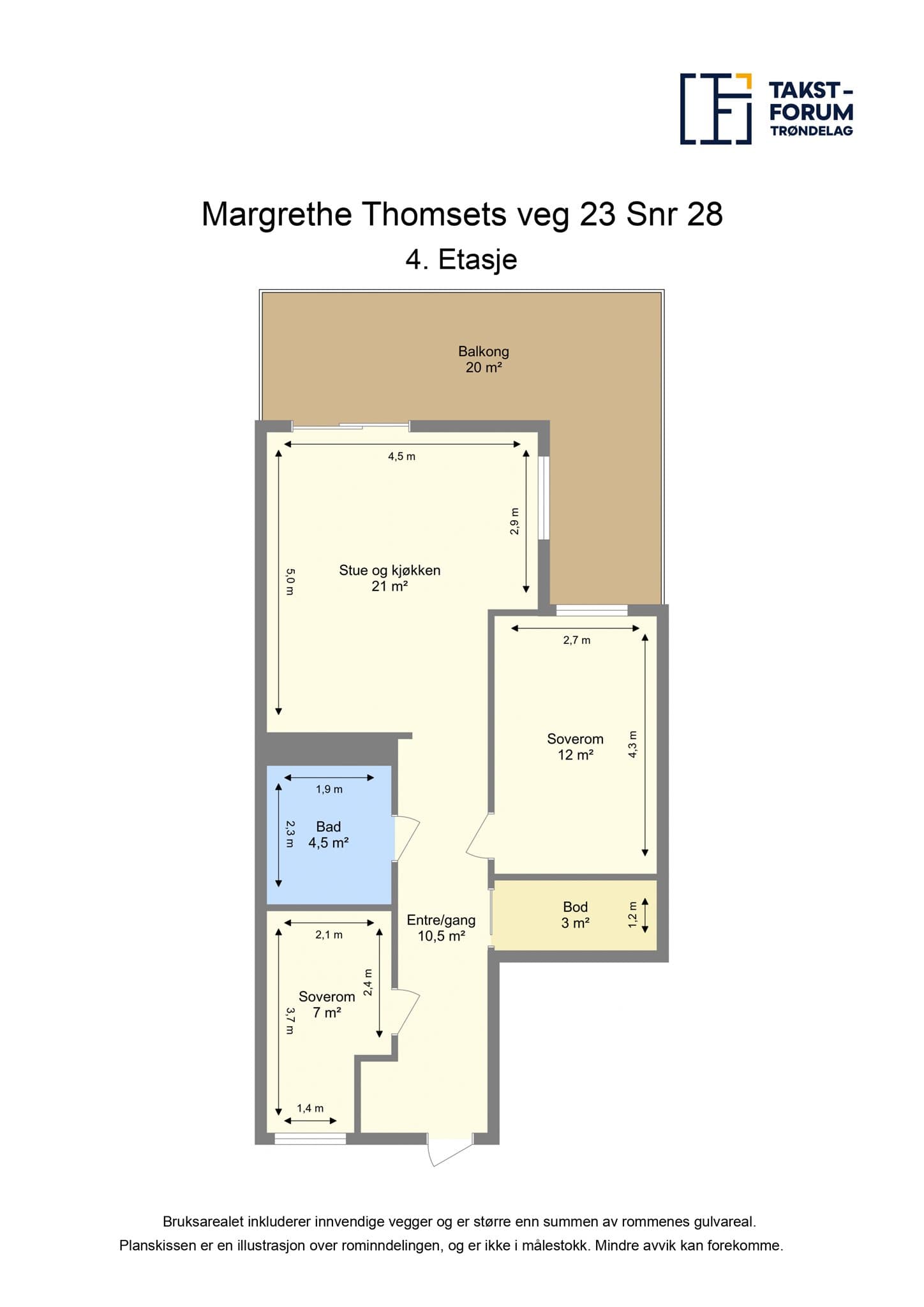 Plantegning. Leiligheten disponerer også en bod i kjelleren.