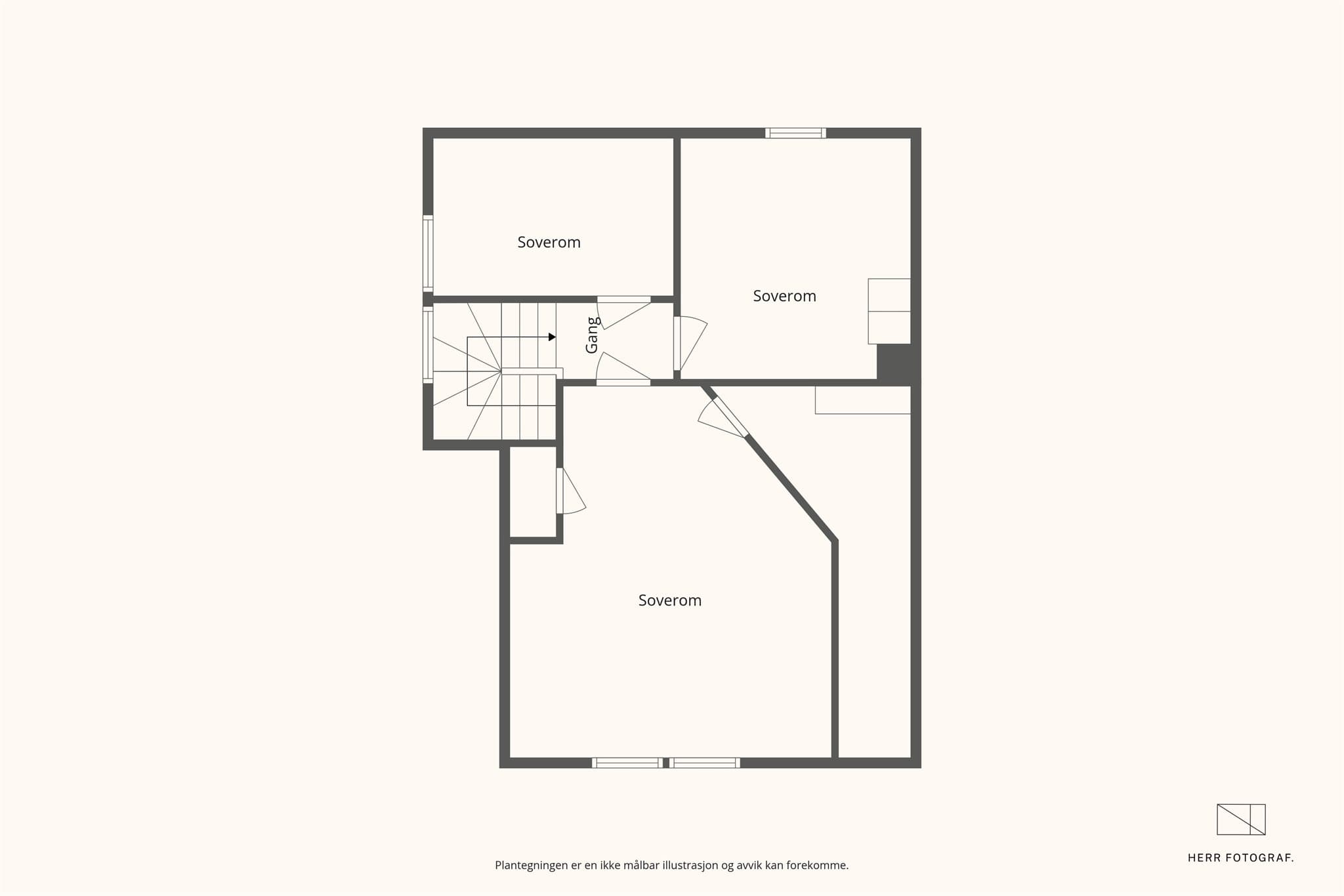 - Plantegning loftsetasje (loftsetasjen er kun godkjent med 2 soverom) -
