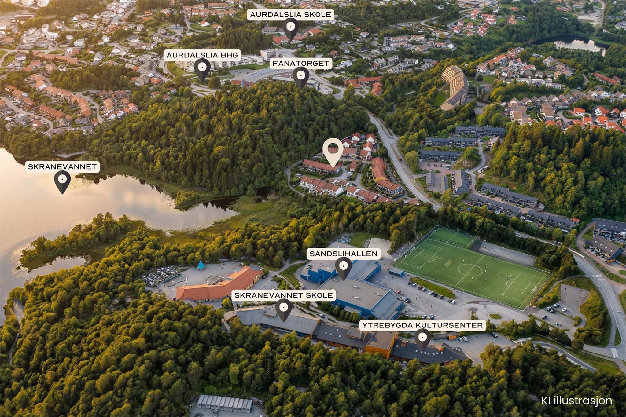 - Boligen har en meget sentral plassering på Sandsli. Trygg skolevei uten behov for å krysse traffikert vei! -