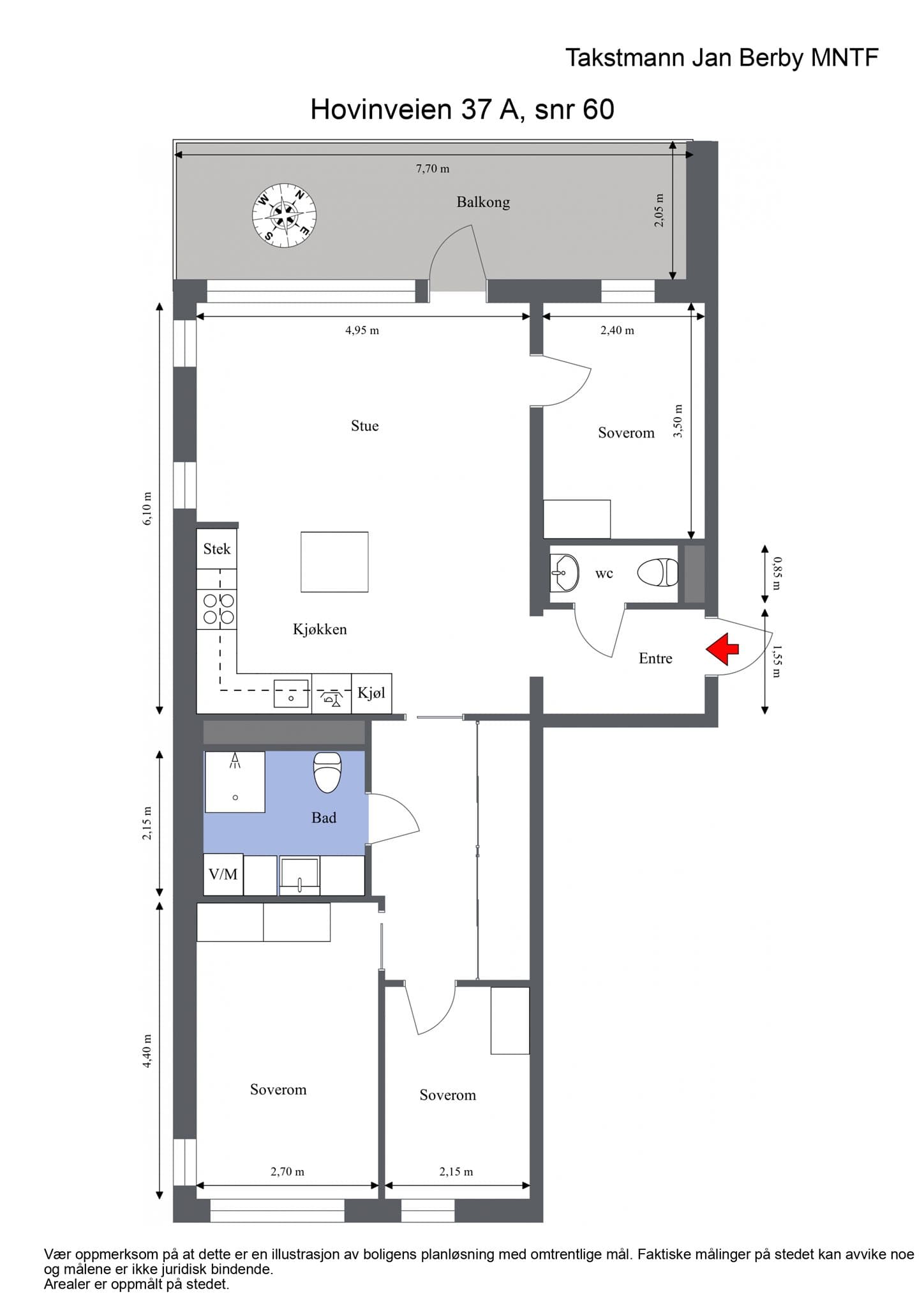 Plantegning. I tillegg medfølger garasjeplass og bod.