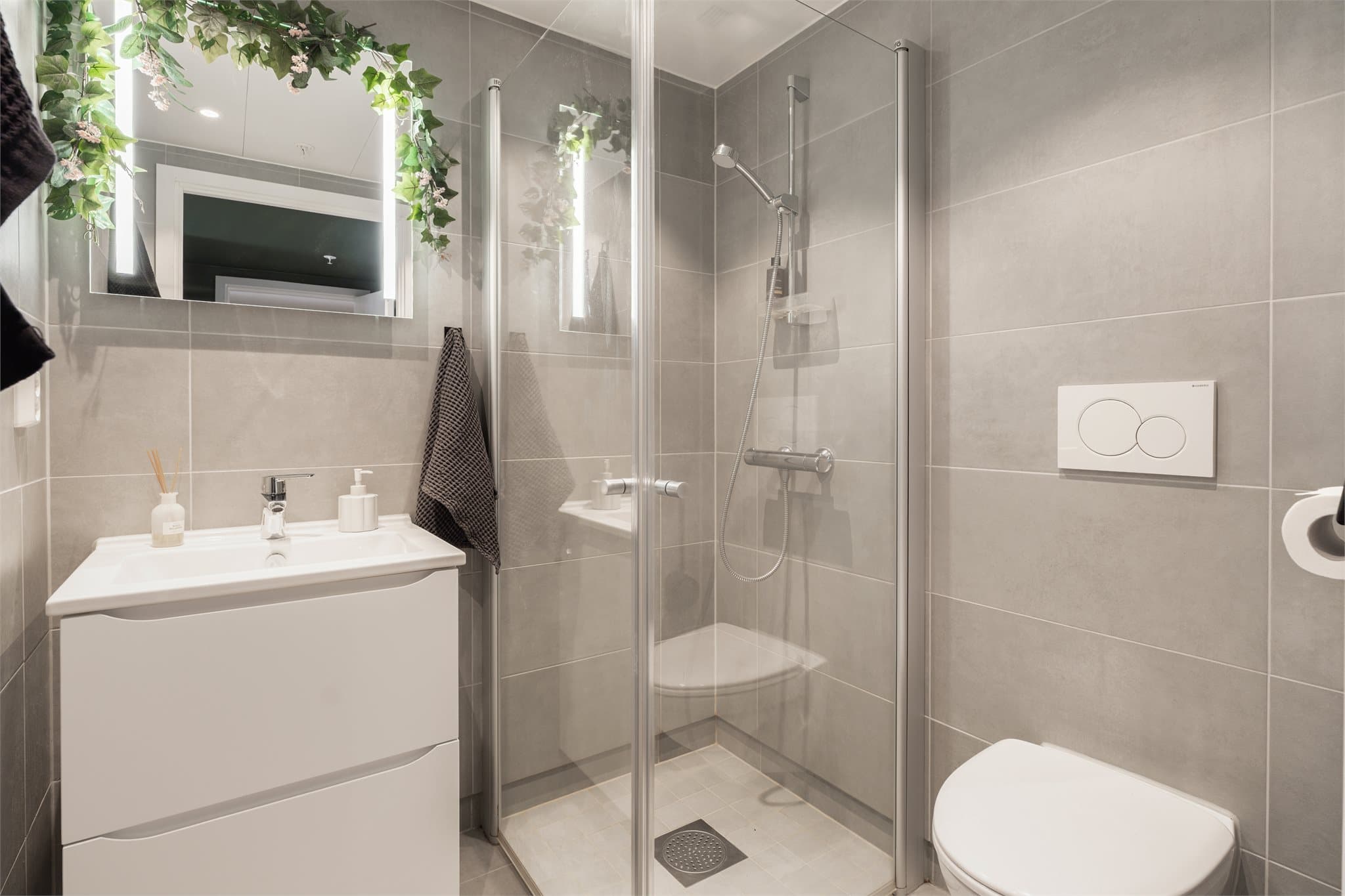 Alt man trenger for en god start på dagen! Det er selvsagt varme i baderomsgulvet.