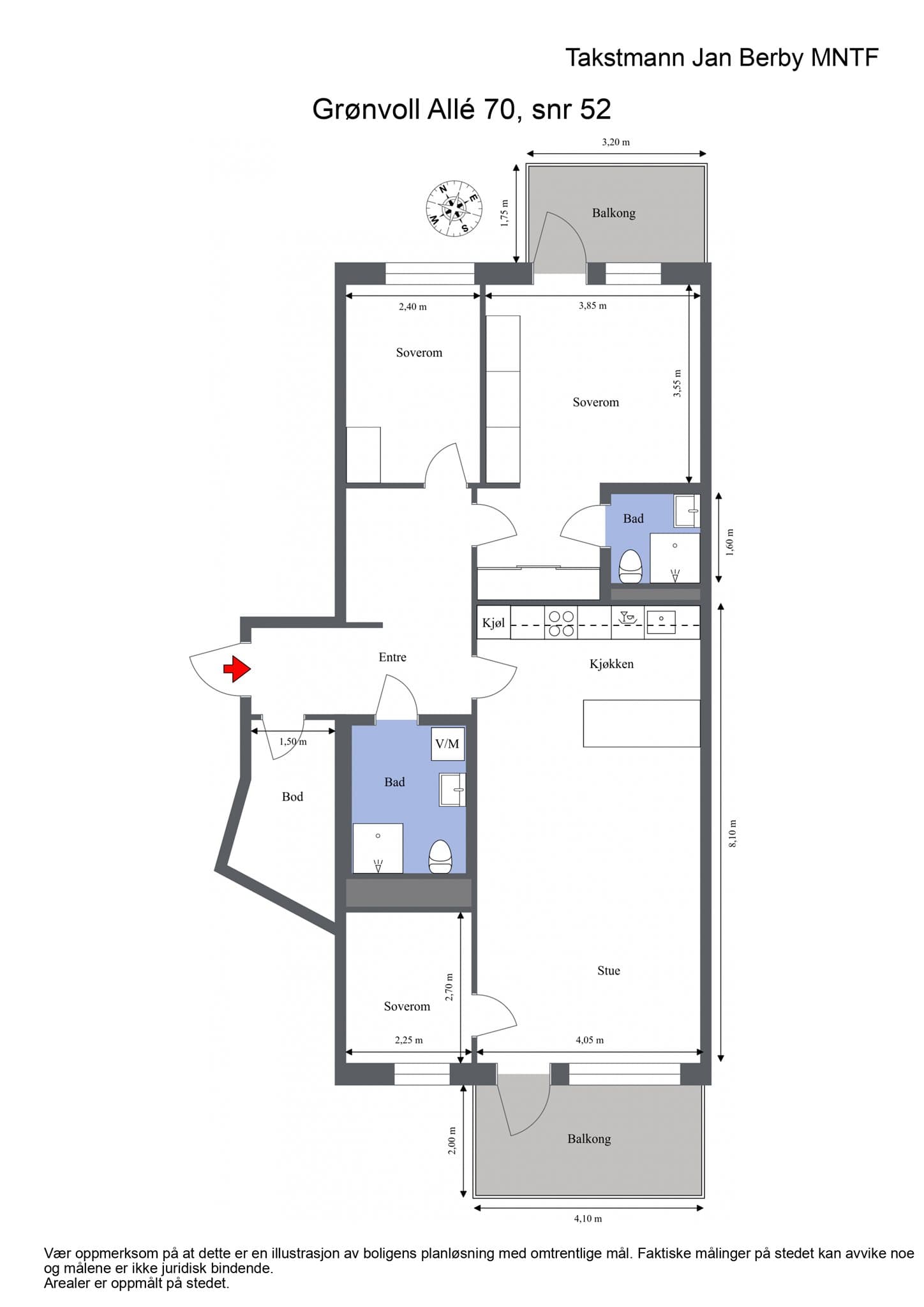 Plantegning. I tillegg medfølger en romslig bod i kjelleren.