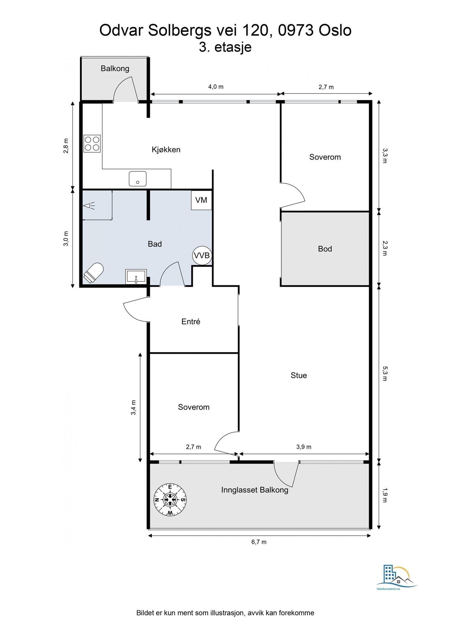 Planløsning. Leiligheten disponerer i tillegg to boder i kjelleren og egen garasjeplass med lader.