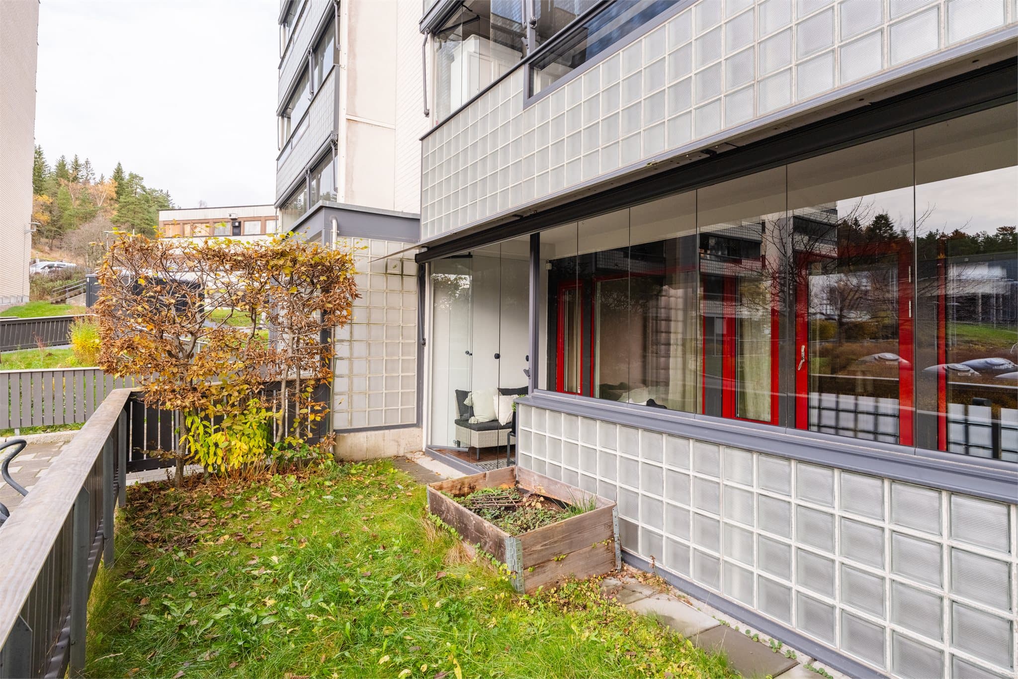 En sjelden mulighet til å ha en privat hageflekk i en leilighet.