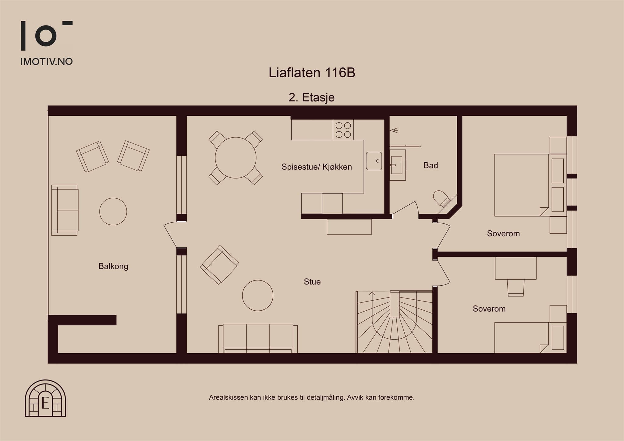 - Plantegning av leilighetens 2. etasje -