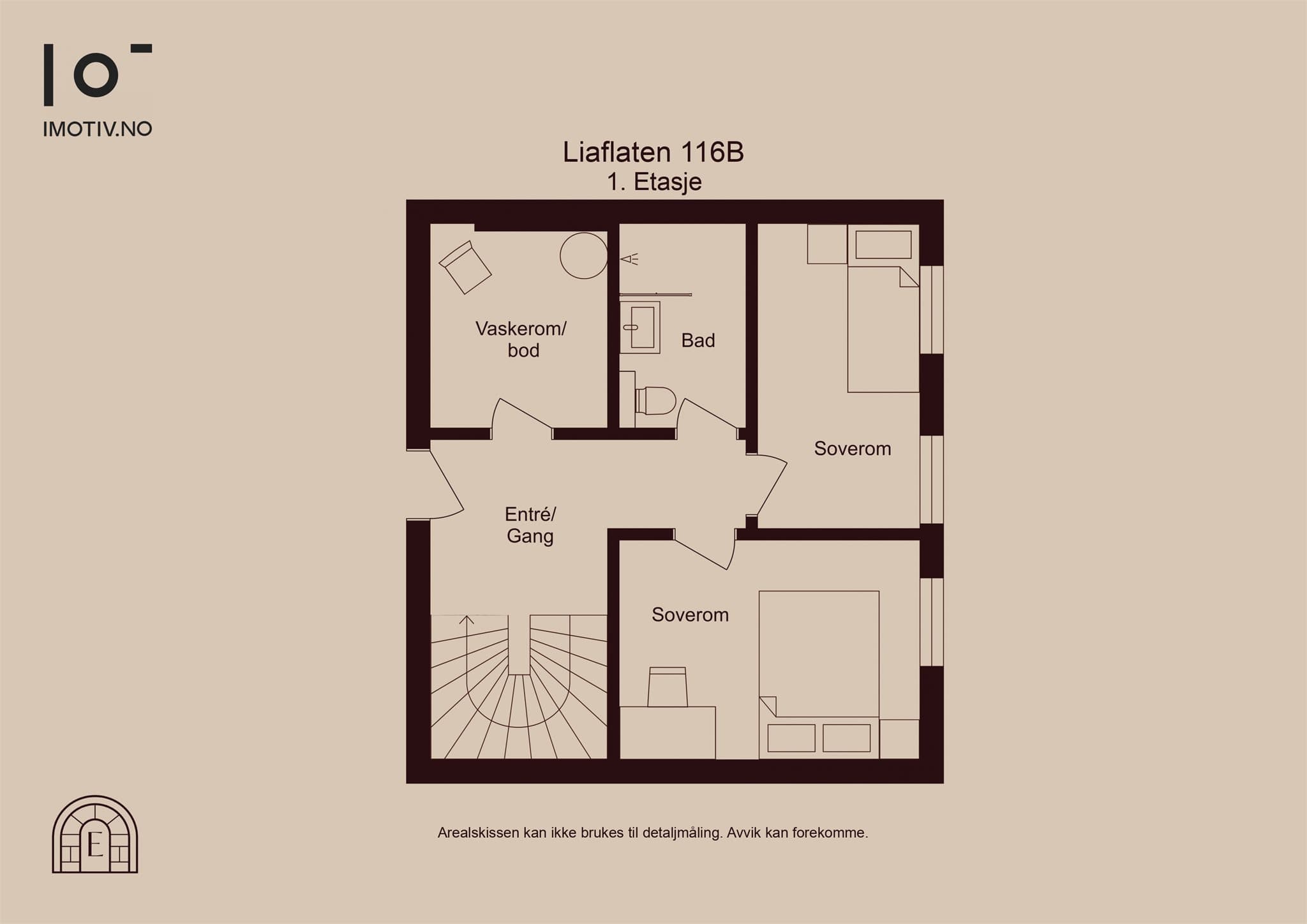 - Plantegning av leilighetens 1. etasje -