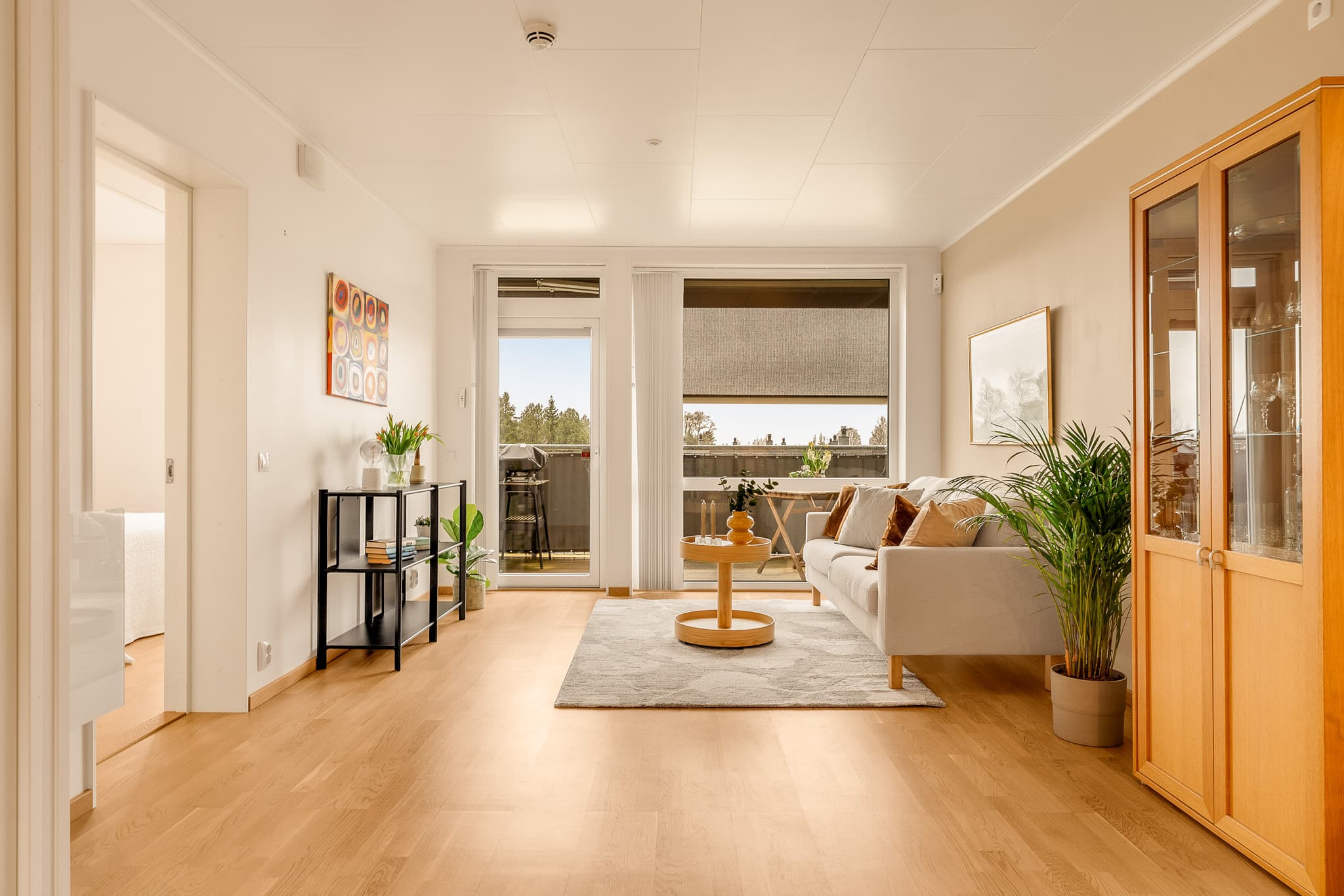 Det er montert utvendig, elektrisk screen.