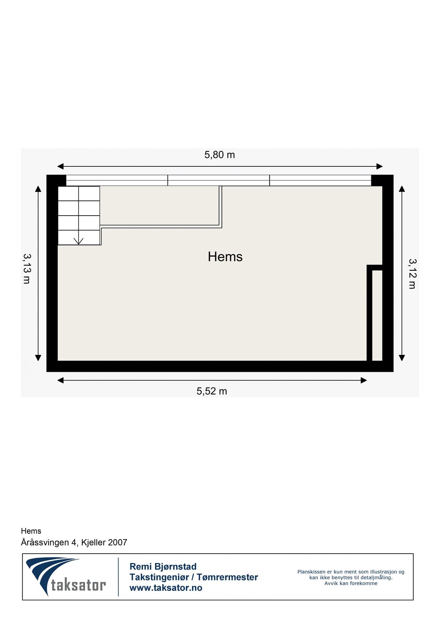 Hems (ikke godkjent for varig oppholdsrom).