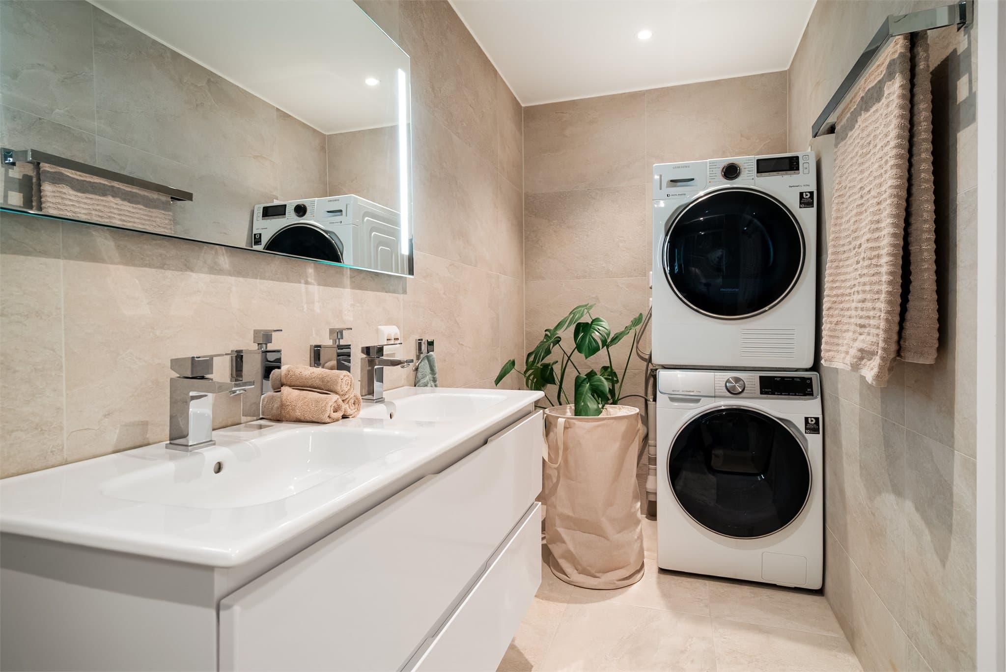 Badet har også opplegg for vaskemaskin.