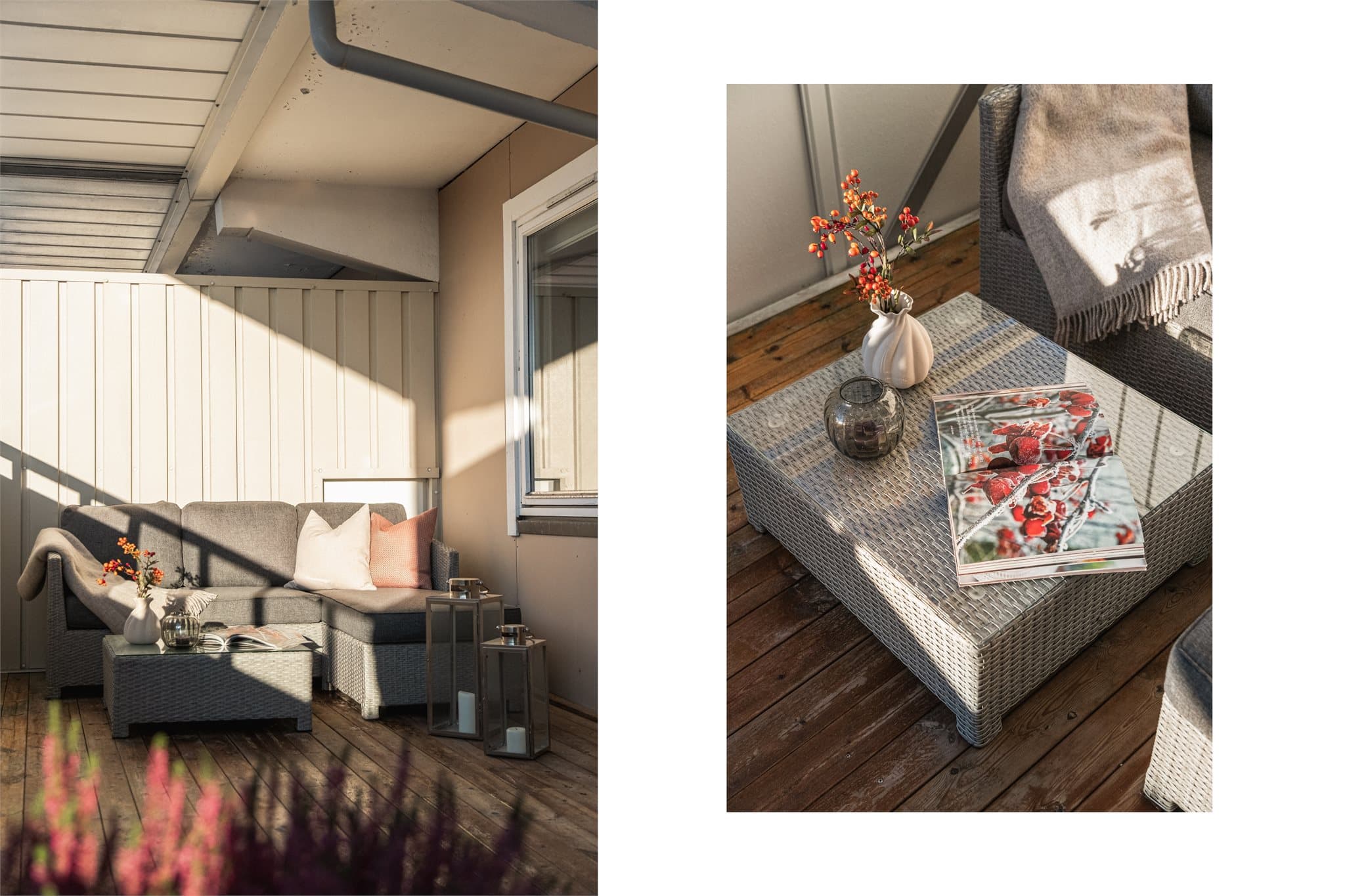 - Overbygget altan som gjør bruksmulighetene betraktelig større, og utemøblement kan stå ute store deler av året -