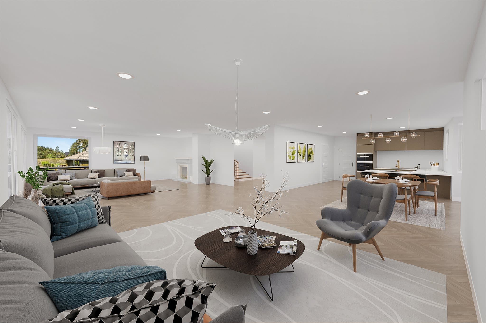 - Illustrasjonsfoto av stue/kjøkken (digitalt fremstilt)
-