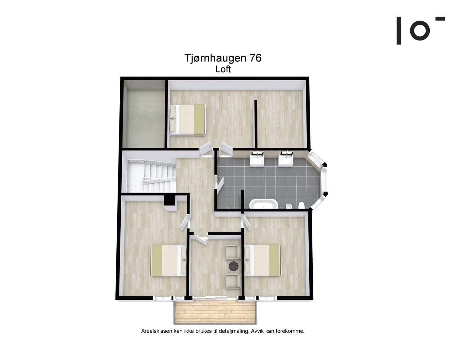 - Planløsning av 2. etasje før påbegynt renovering. Dette gir ikke et representativt bilde av virkeligheten -