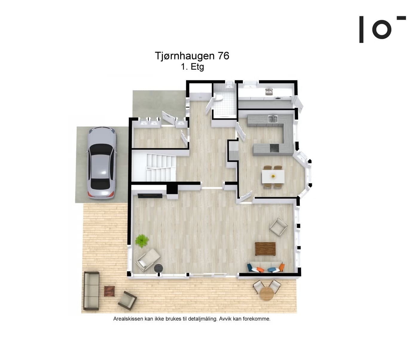 - Planløsning av 1. etasje før påbegynt renovering. Dette gir ikke et representativt bilde av virkeligheten -