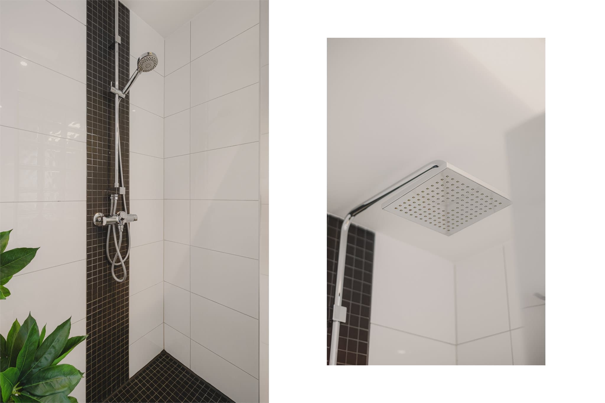 - Regnfallsdusj og mosaikkfliser gir dusjsonen og badet en moderne uttrykk -